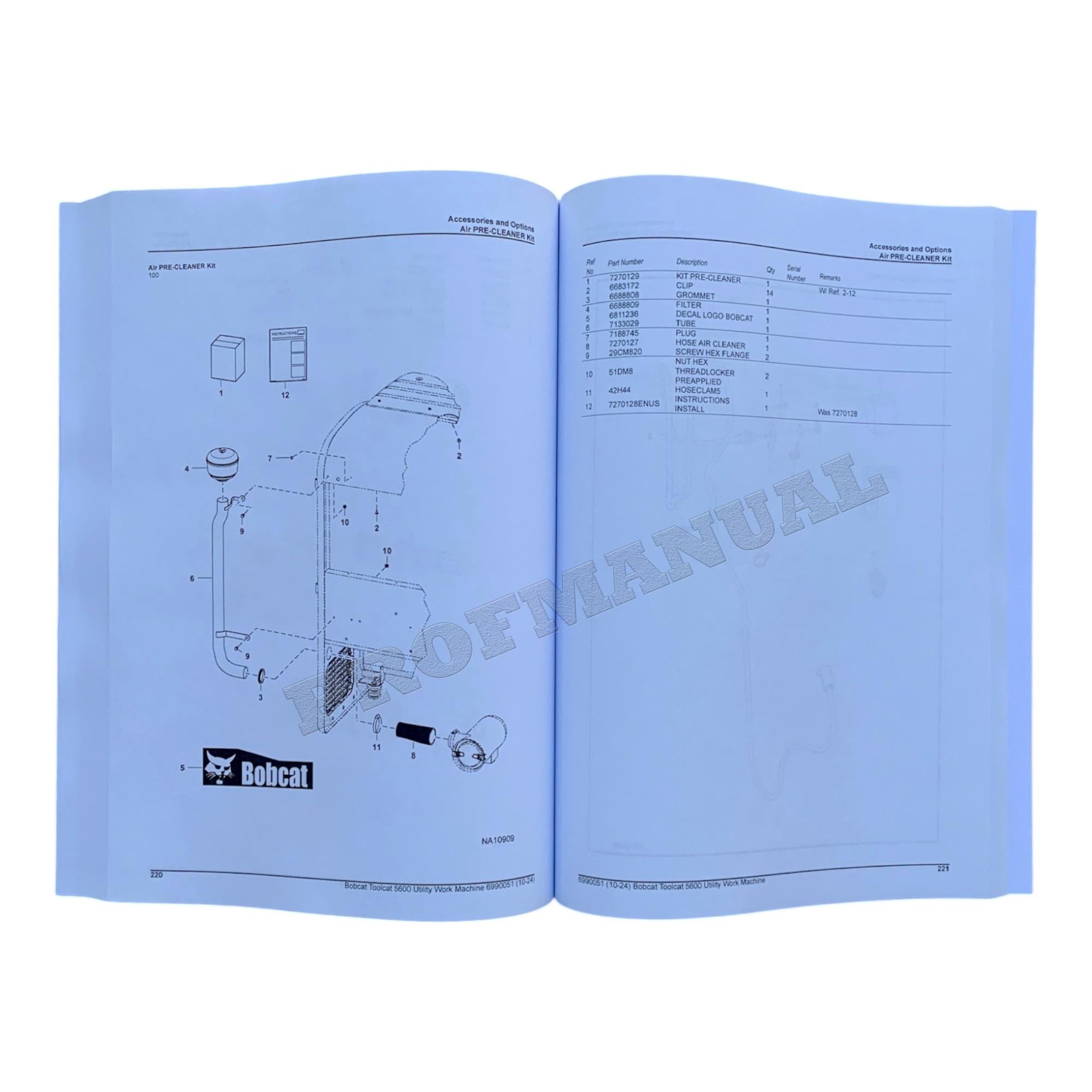 Bobcat 5600 Toolcat Work Machine Parts Catalog Manual A94Y11001-