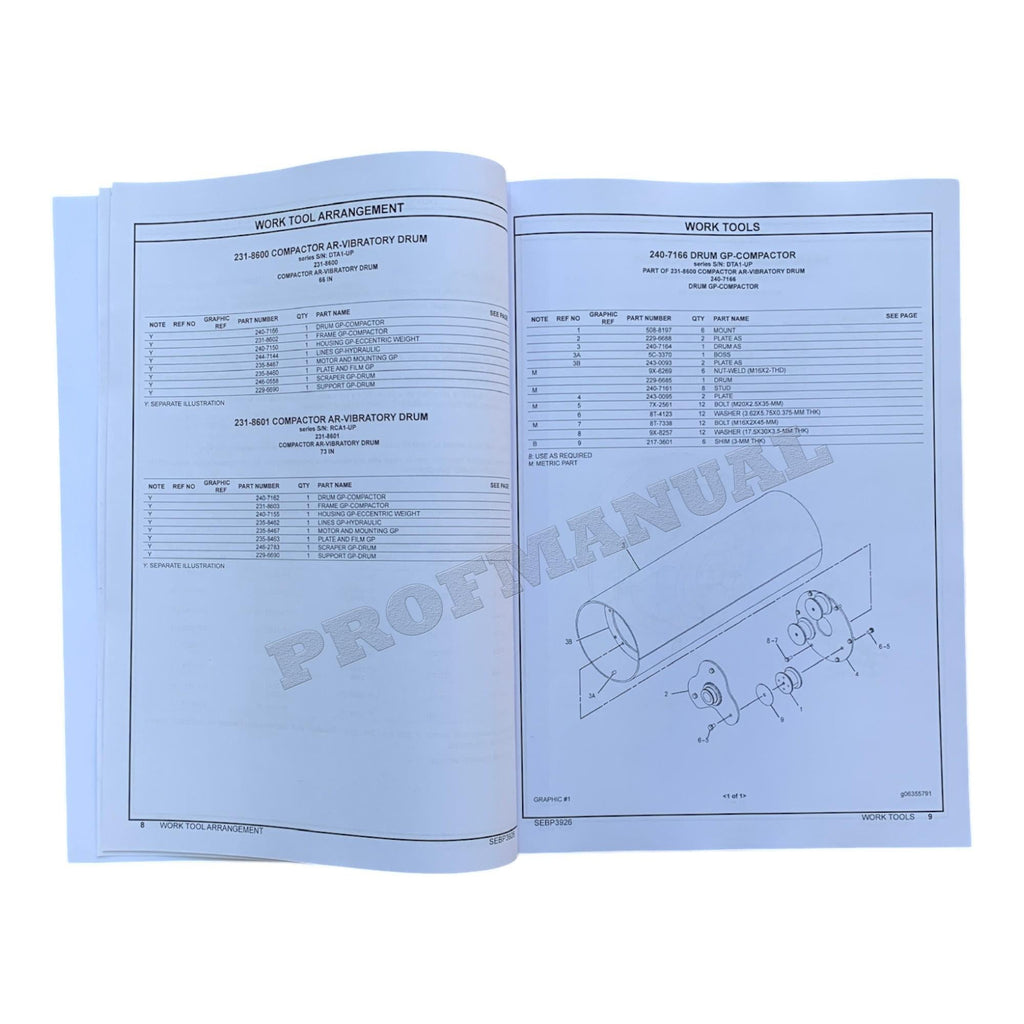 Caterpillar Cat CV16B CV18B Vibratory Compactor Parts Catalog Manual