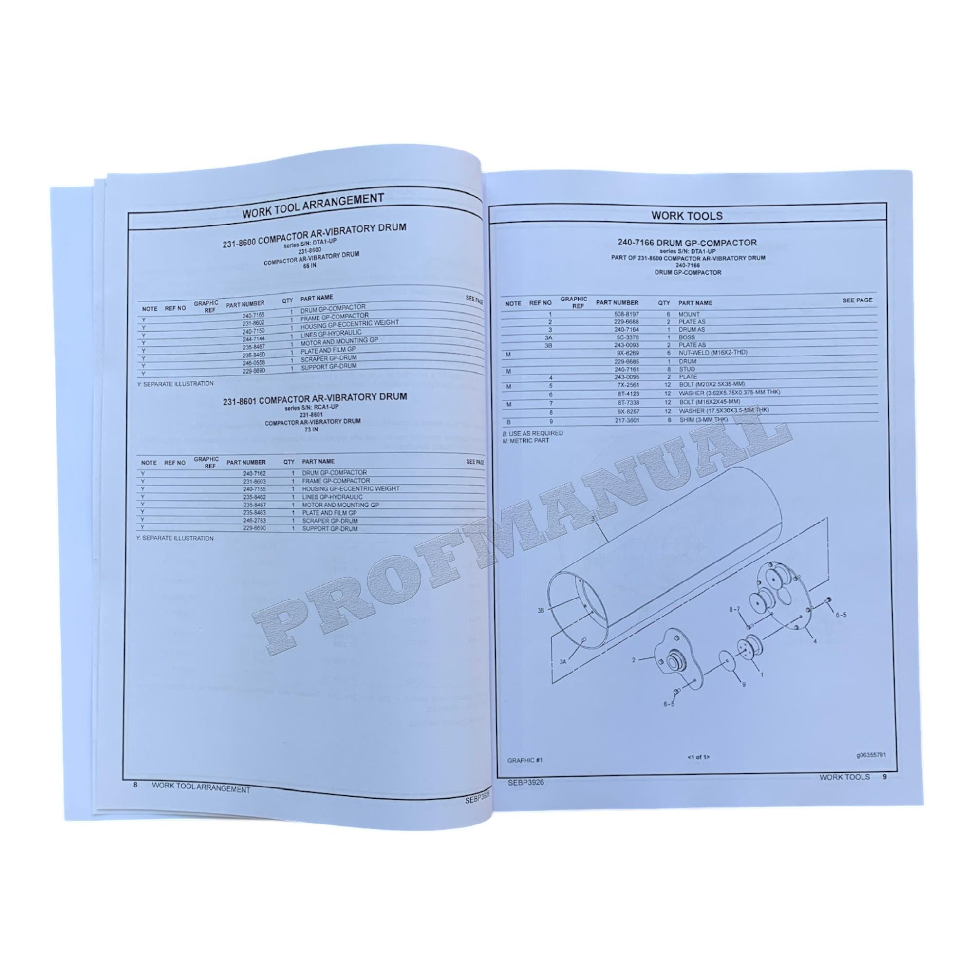 Caterpillar Cat CV16B CV18B Vibratory Compactor Parts Catalog Manual