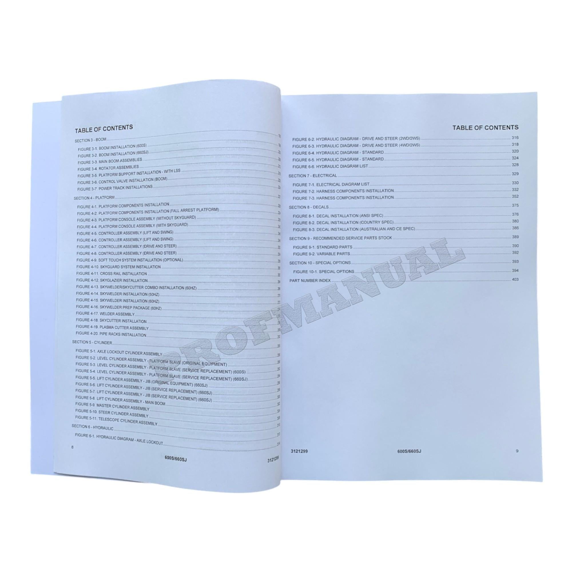 JLG 600S 660SJ Boom Lift Parts Catalog Manual 3121299
