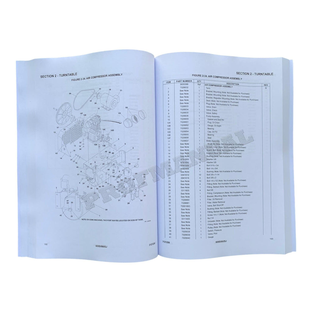 JLG 600S 660SJ Boom Lift Parts Catalog Manual 3121299