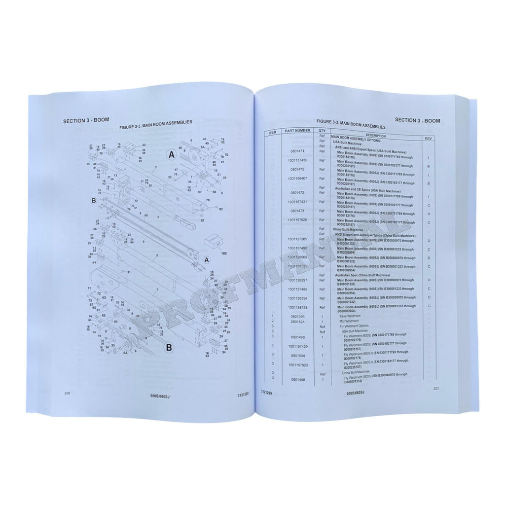 JLG 600S 660SJ Boom Lift Parts Catalog Manual 3121299
