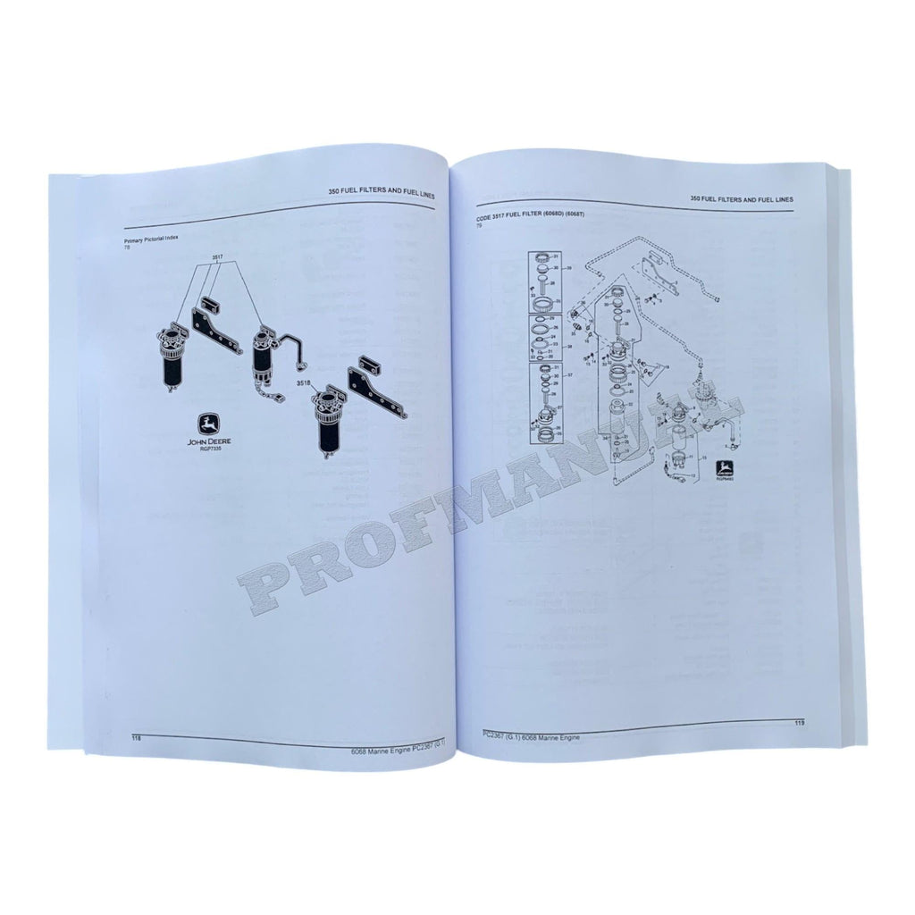 John Deere 6068DFM01 6068TFM01 Marine Engine Parts Catalog Manual