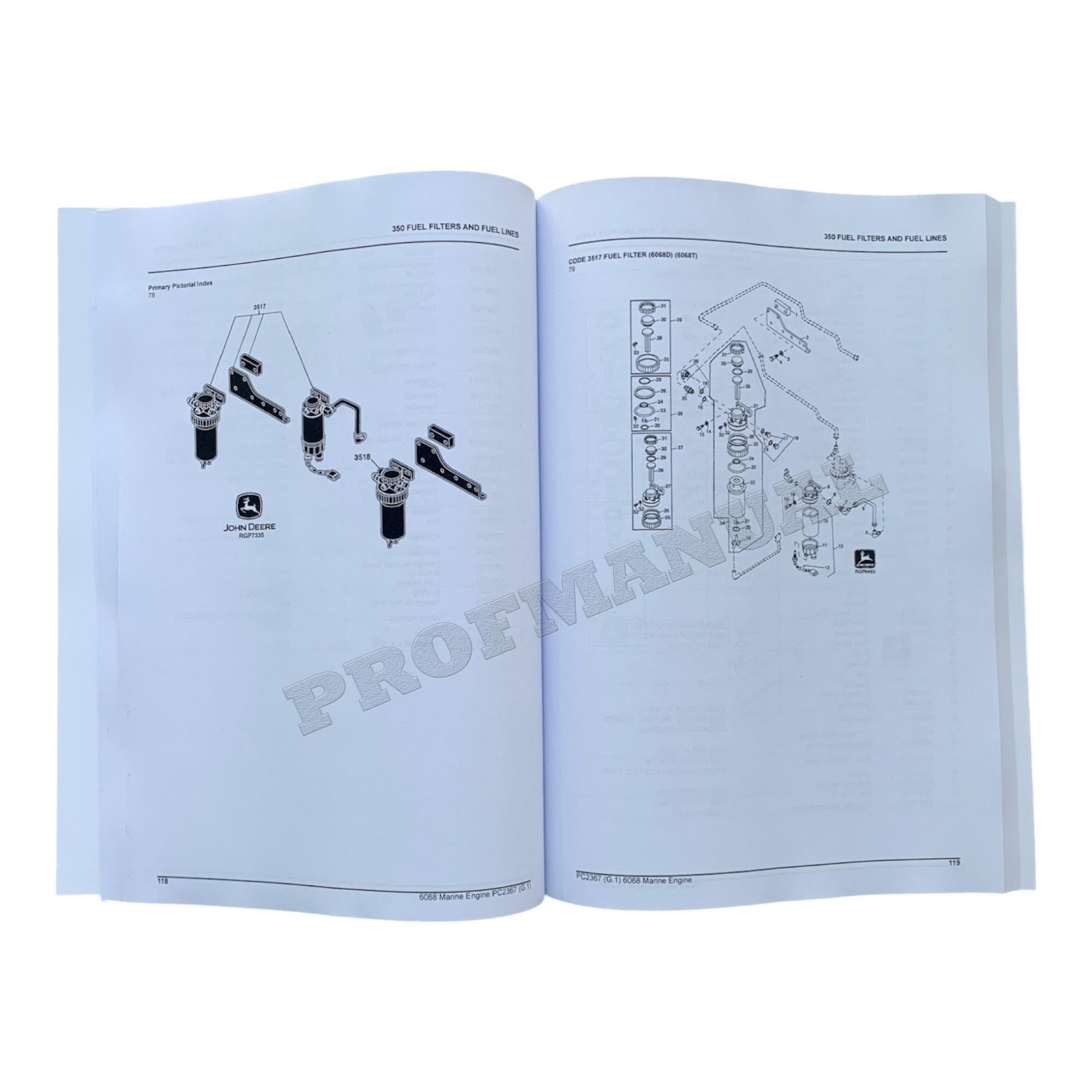 John Deere 6068DFM01 6068TFM01 Marine Engine Parts Catalog Manual
