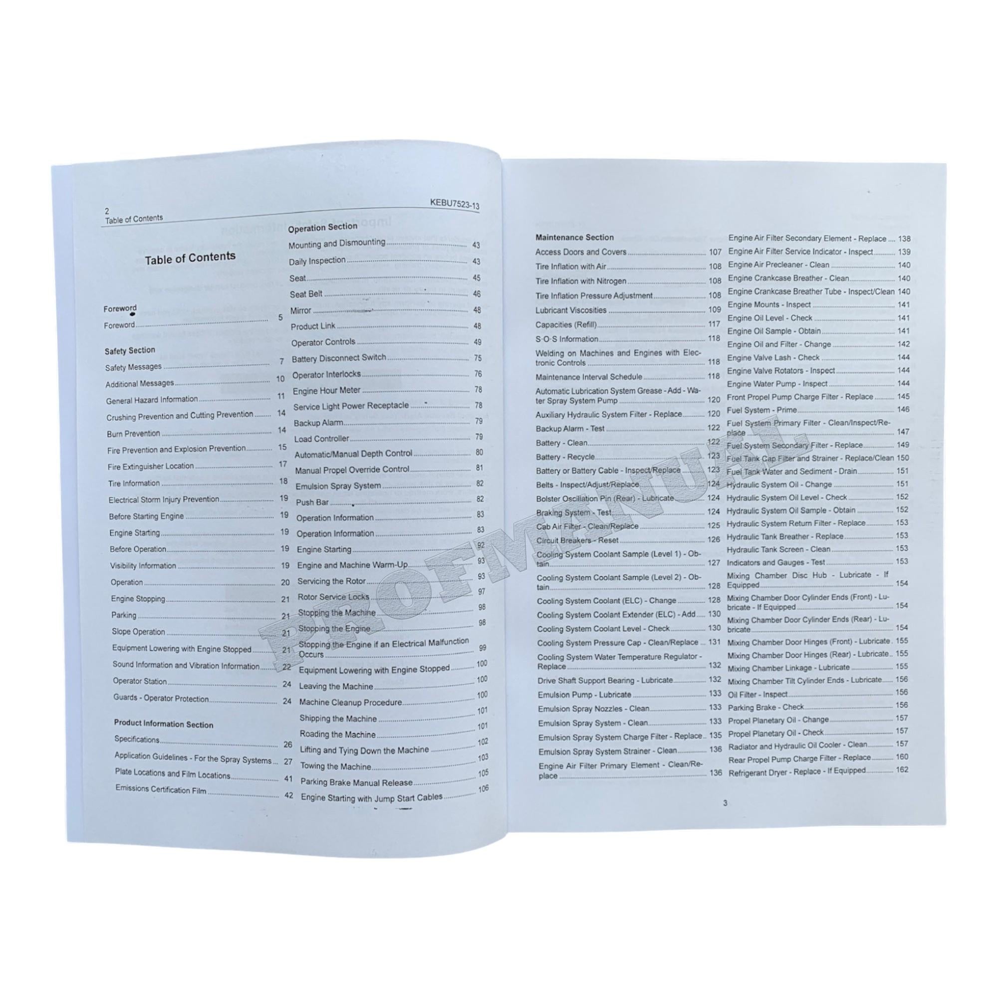 Caterpillar Cat RM 300 Reclaimer Mixer Operators Maintenance Manual