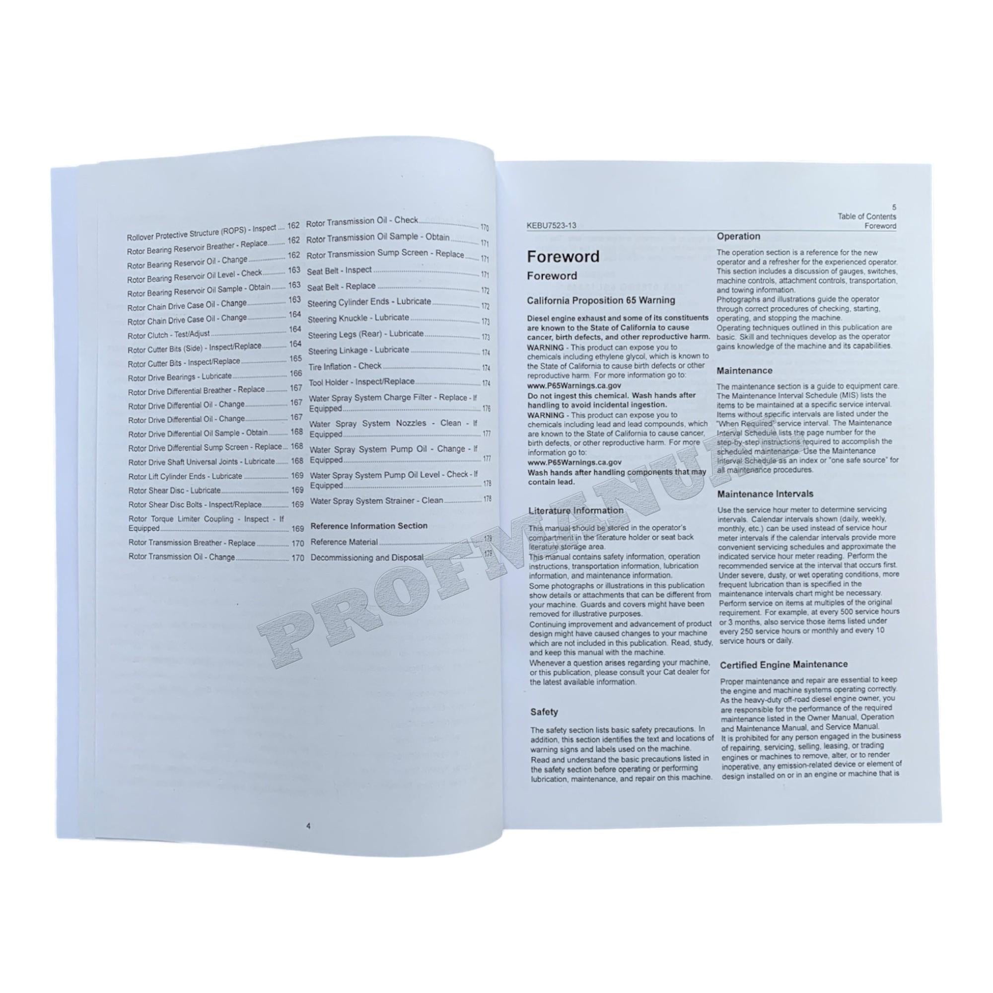 Caterpillar Cat RM 300 Reclaimer Mixer Operators Maintenance Manual