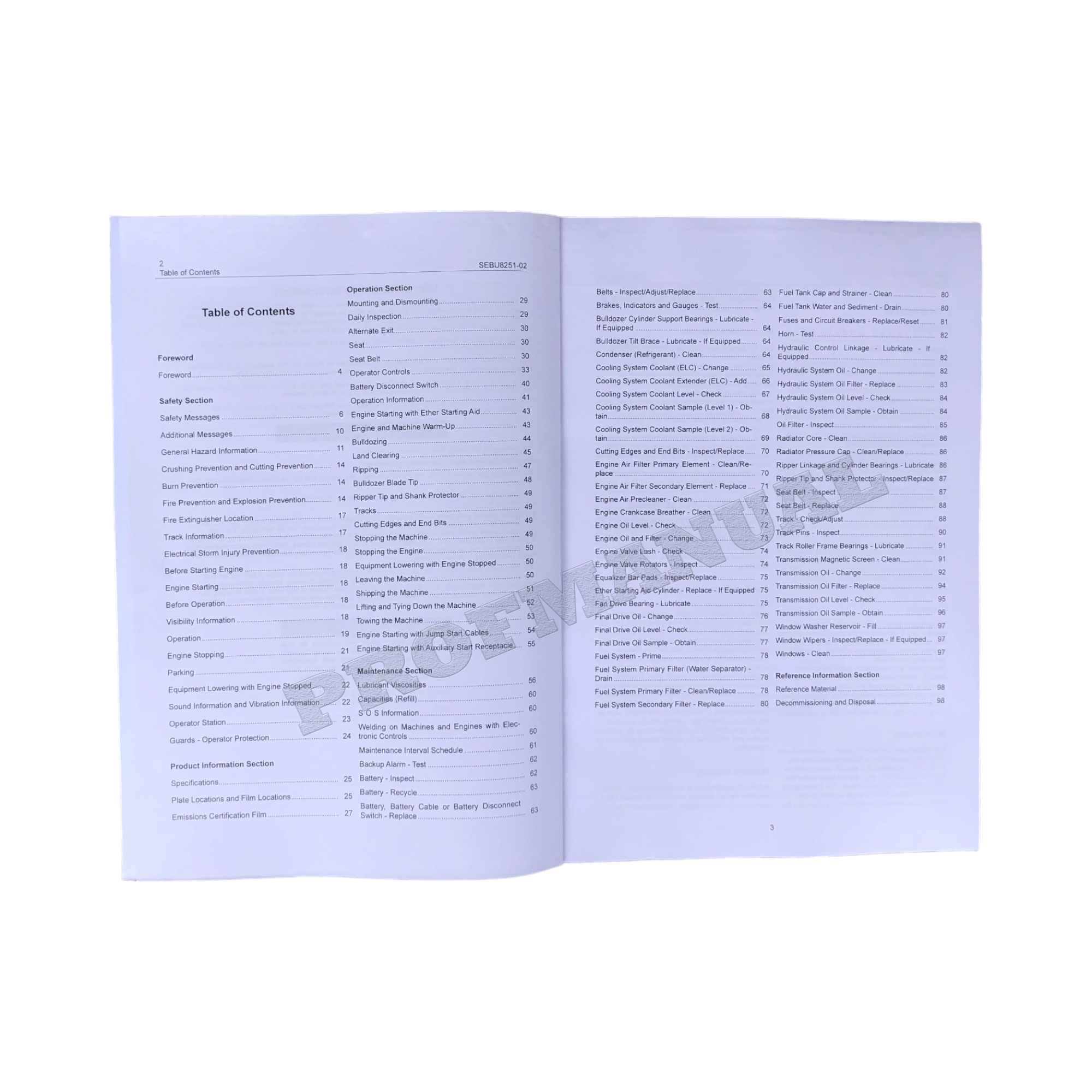 Caterpillar D6G D6G Series II Track Type Tractor Operators Maintenance Manual