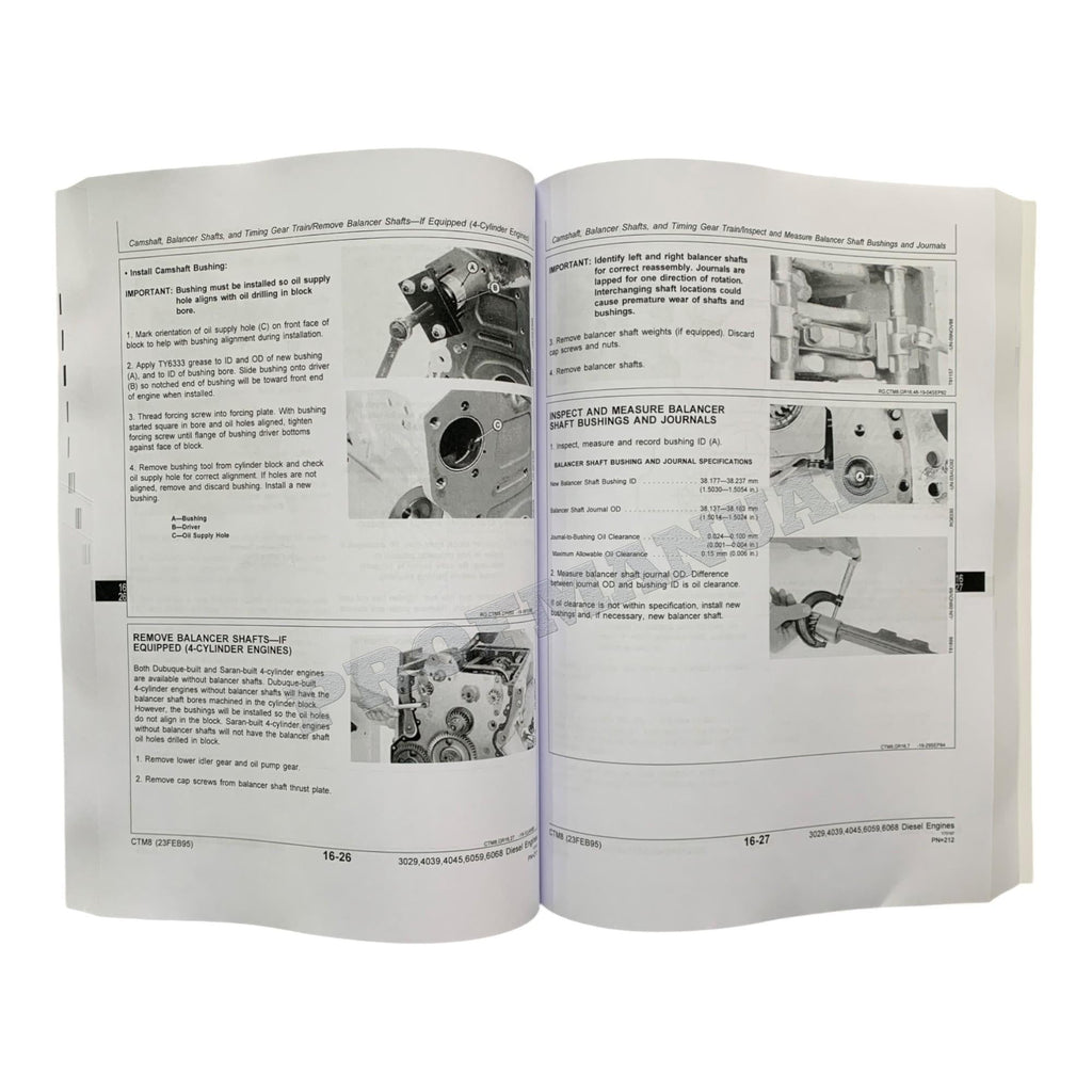 John Deere Series 300 3029 4039 4045 6059 6068 Engine REPAIR SERVICE MANUAL CTM8