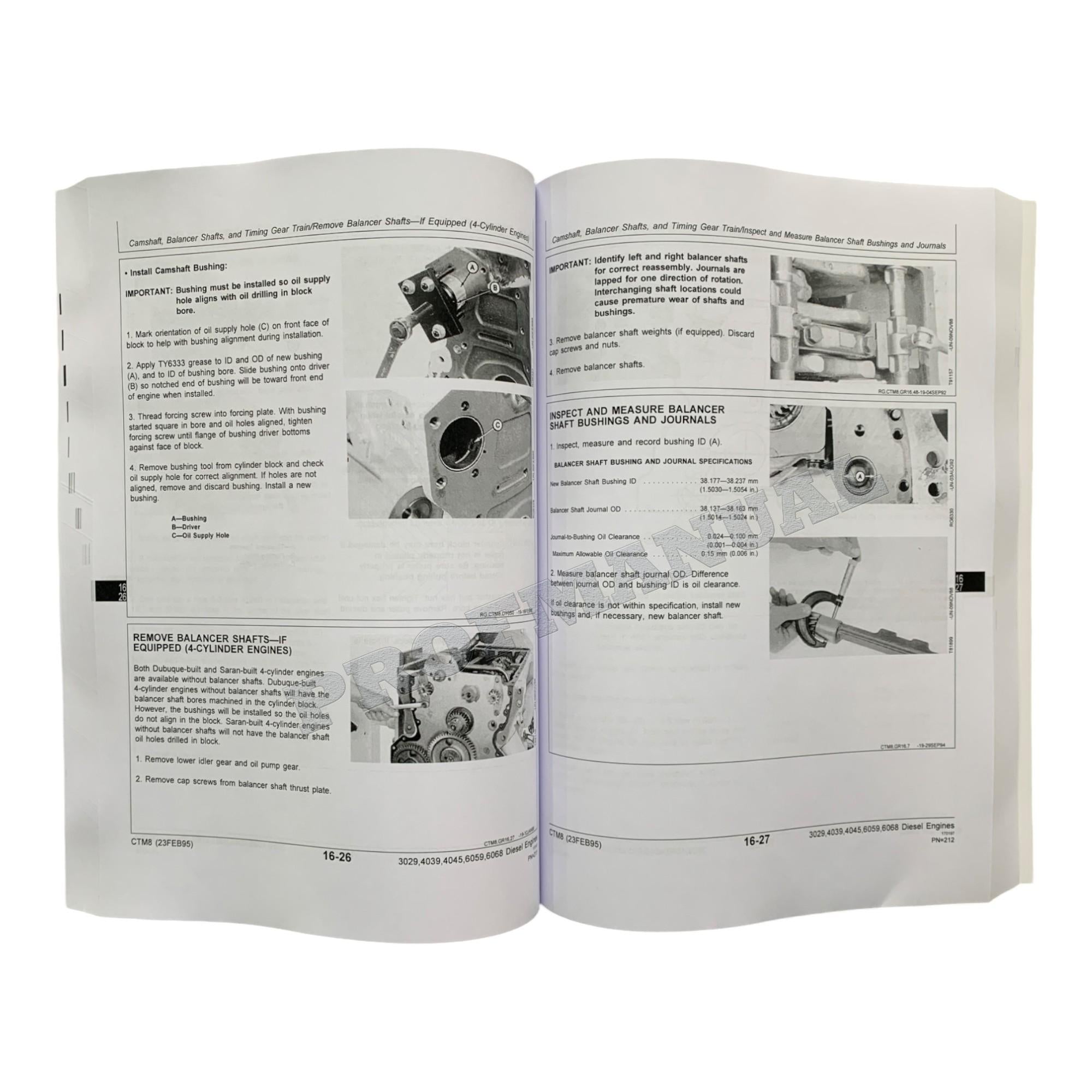 John Deere Series 300 3029 4039 4045 6059 6068 Engine REPAIR SERVICE MANUAL CTM8