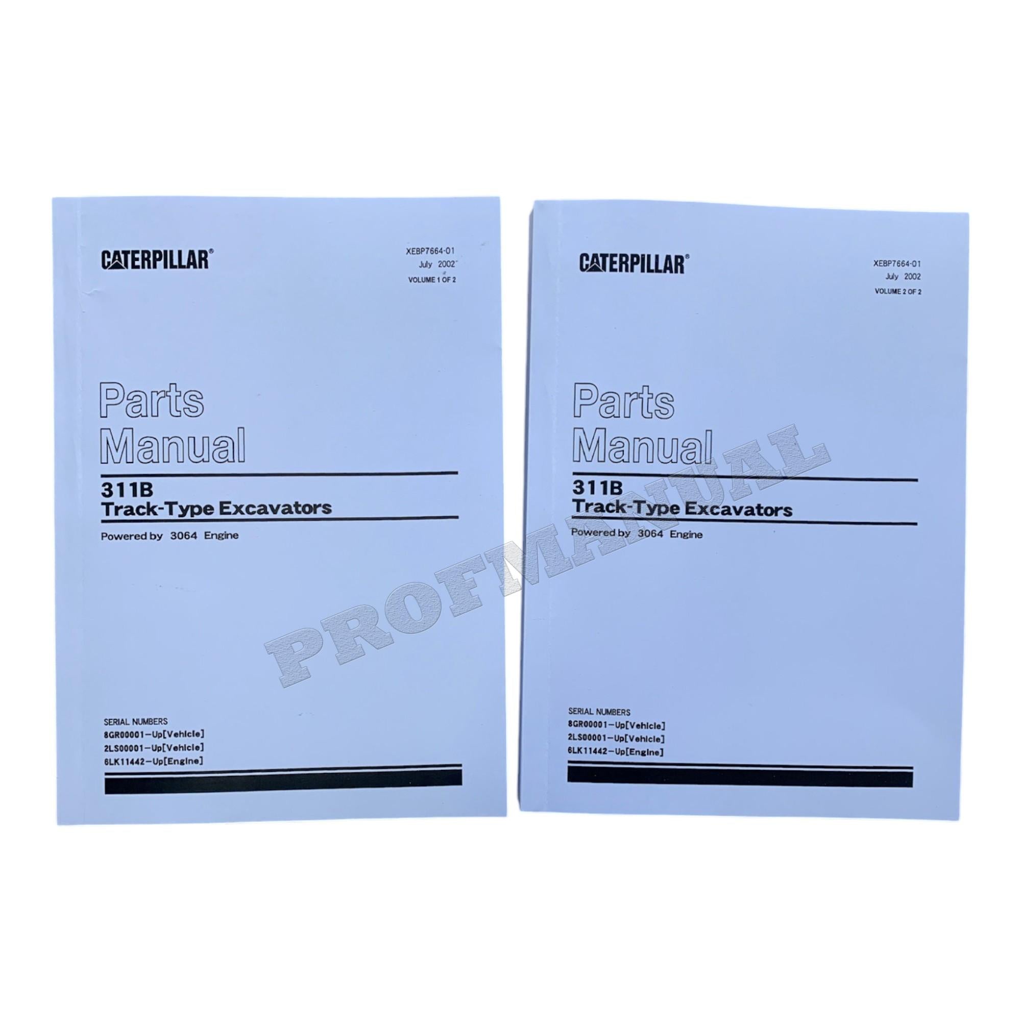 Caterpillar Cat 311B Track Type Excavator Parts Catalog Manual