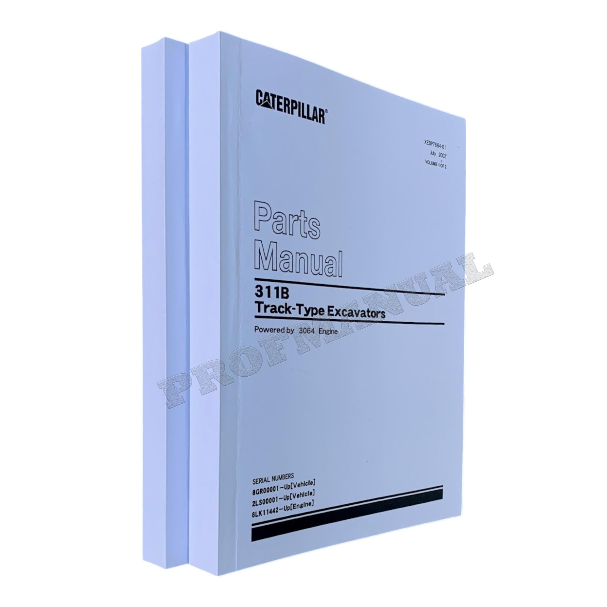 Caterpillar Cat 311B Track Type Excavator Parts Catalog Manual