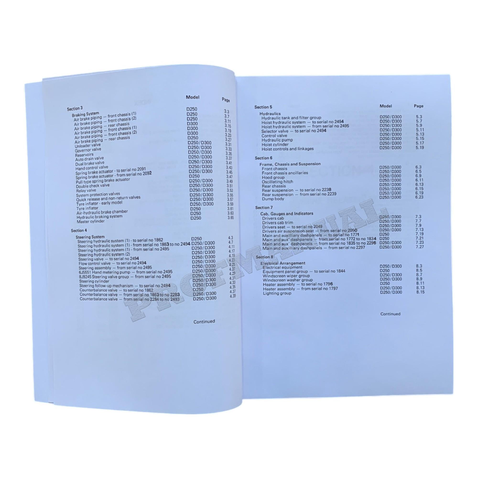 Caterpillar Cat D250 D300 Articulated Dump Truck Parts Catalog Manual SEBP8416