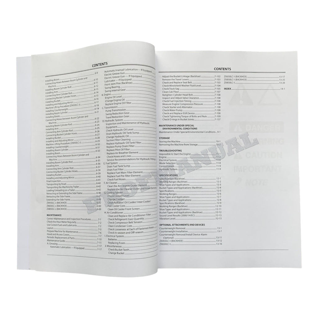 HITACHI ZAXIS ZX 450LC-3 650LC-3 850LC-3 EXCAVATOR OPERATORS MANUAL
