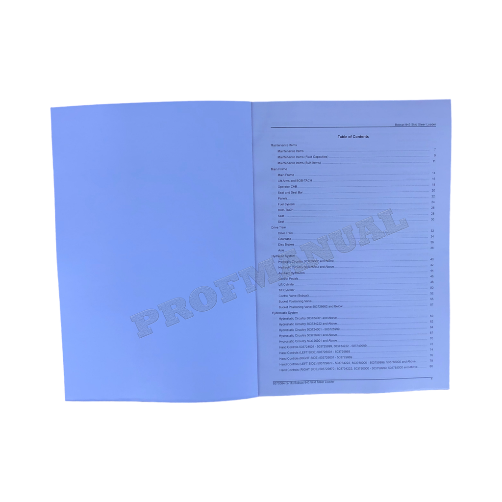 Bobcat 843 Skid Steer Loader Parts Catalog Manual 503724001-