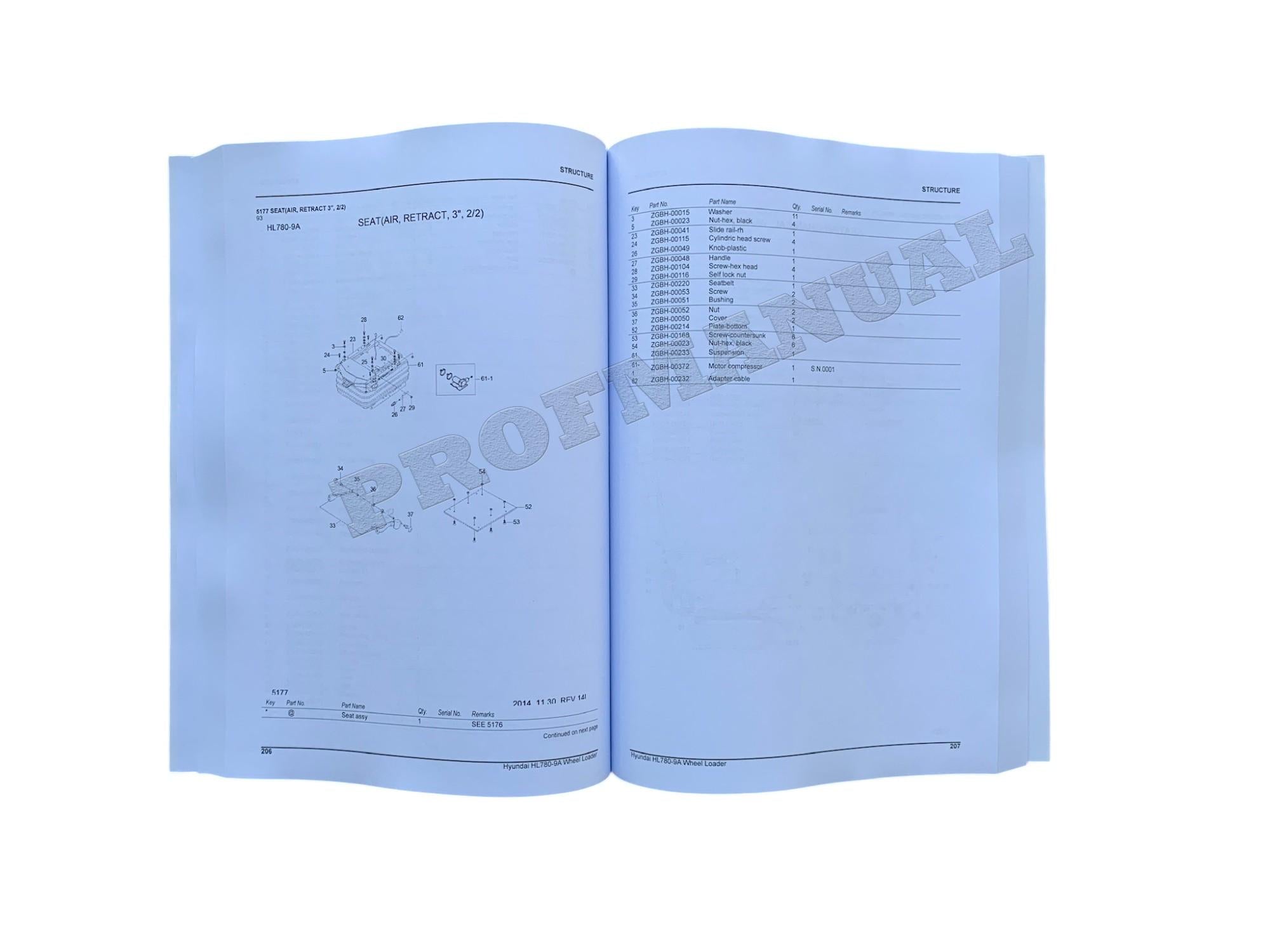Hyundai HL780-9A Wheel Loader Parts Catalog Manual