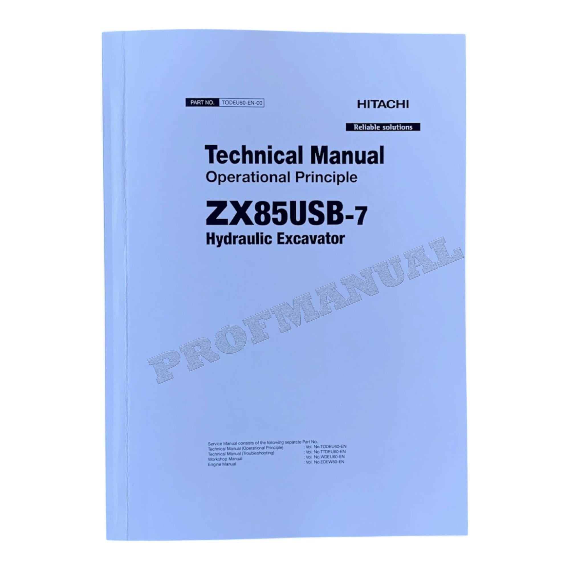 HITACHI ZX85USB-7 Excavator Operational Principle Technical Manual TODEU60-EN-00