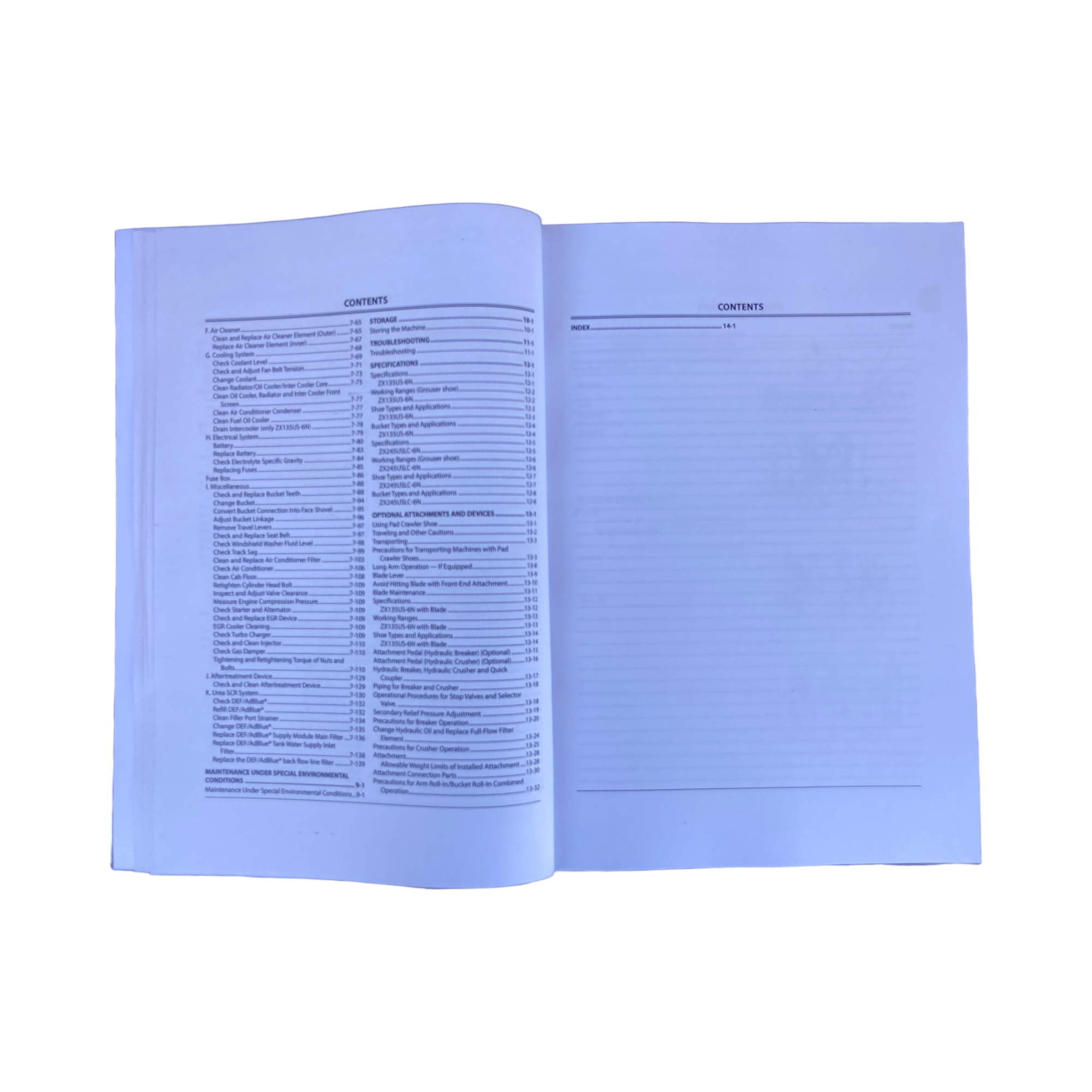 HITACHI ZAXIS ZX 135US-6N 245USLC-6N EXCAVATOR OPERATORS MANUAL