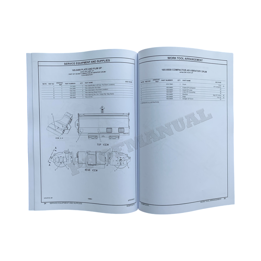 Caterpillar Cat CV16 CV18 Vibratory Compactor Parts Catalog Manual