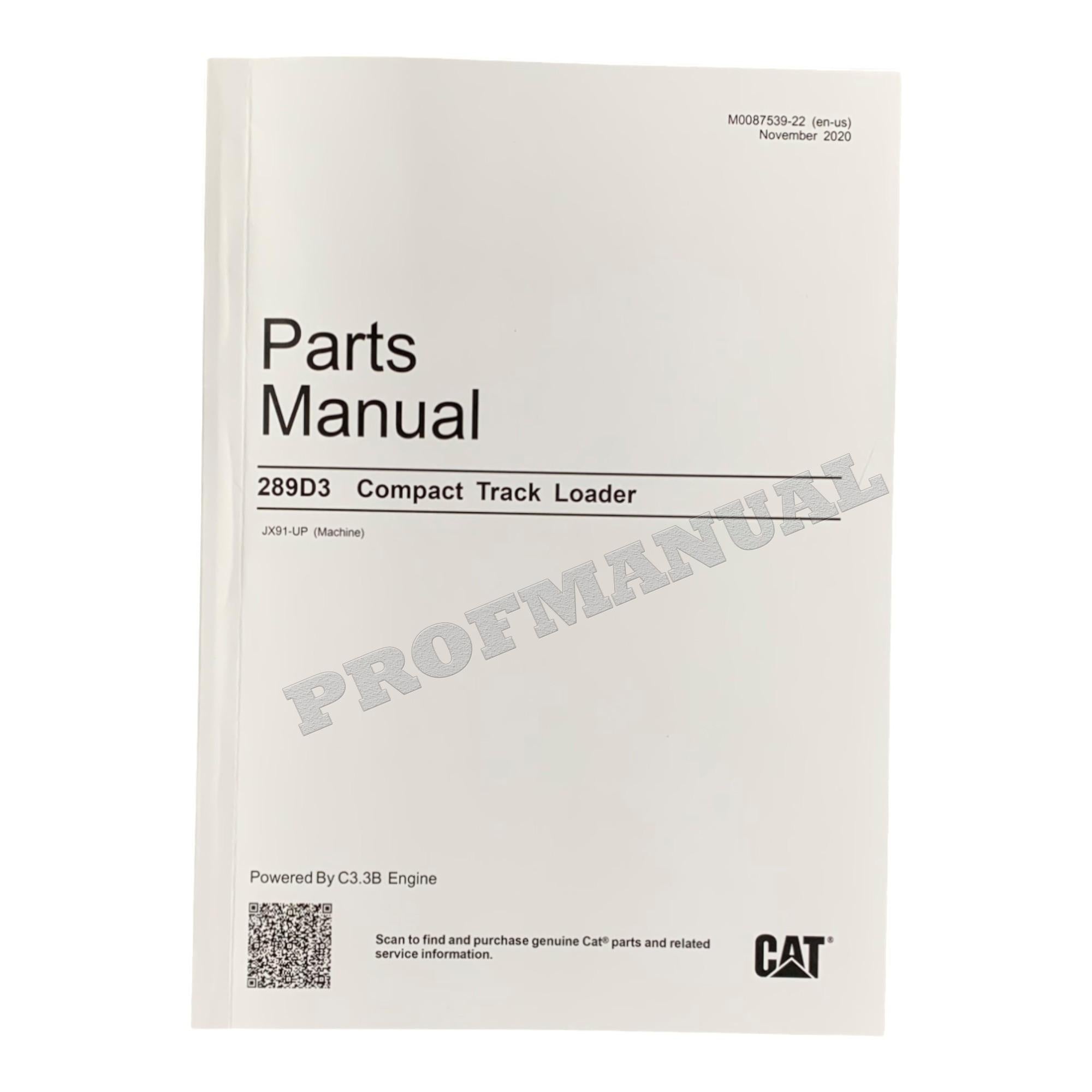 Caterpillar Cat 289D3 Compact Track Loader Parts Catalog Manual M0087539EN-US