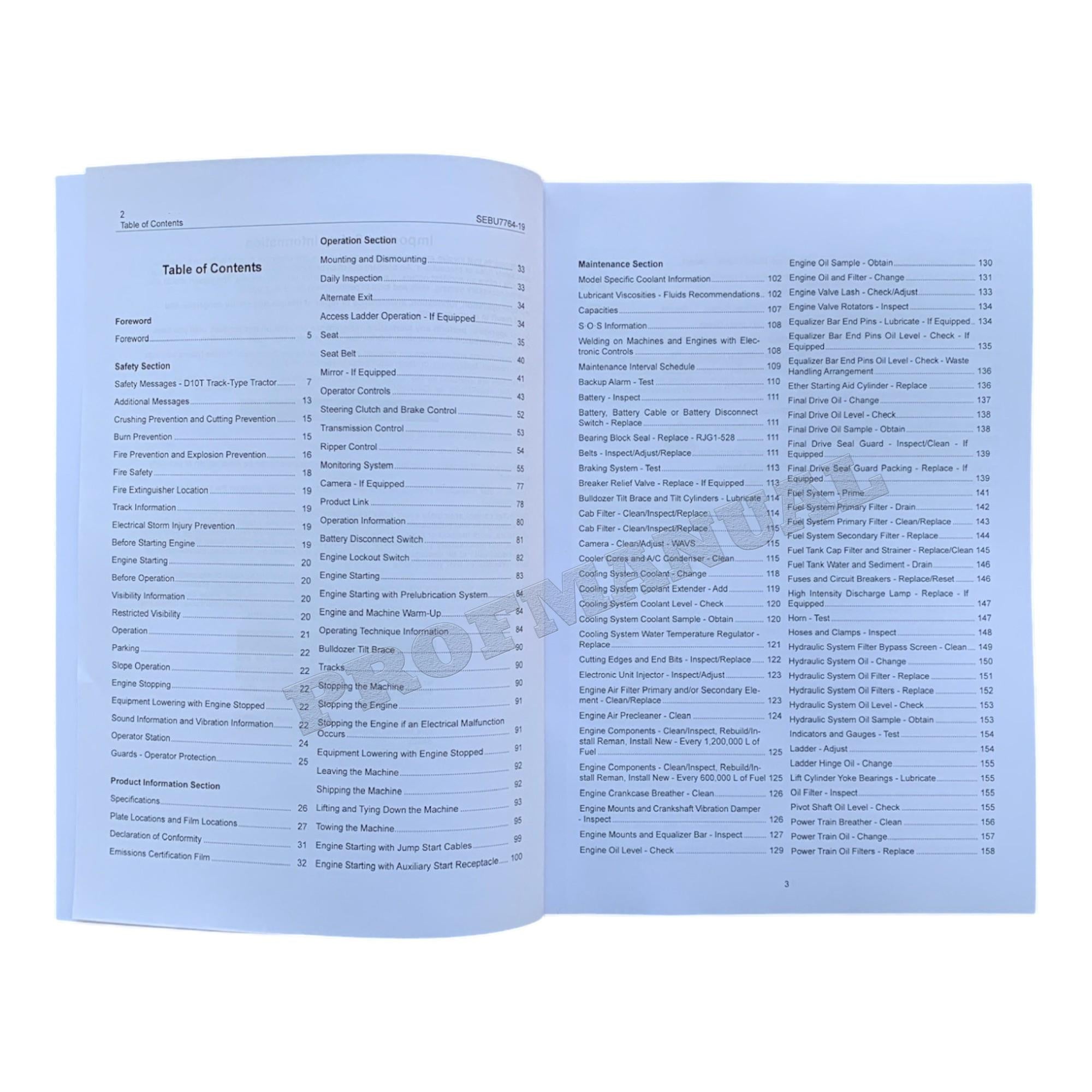 Caterpillar D10T Track Type Tractor Operators Maintenance Manual