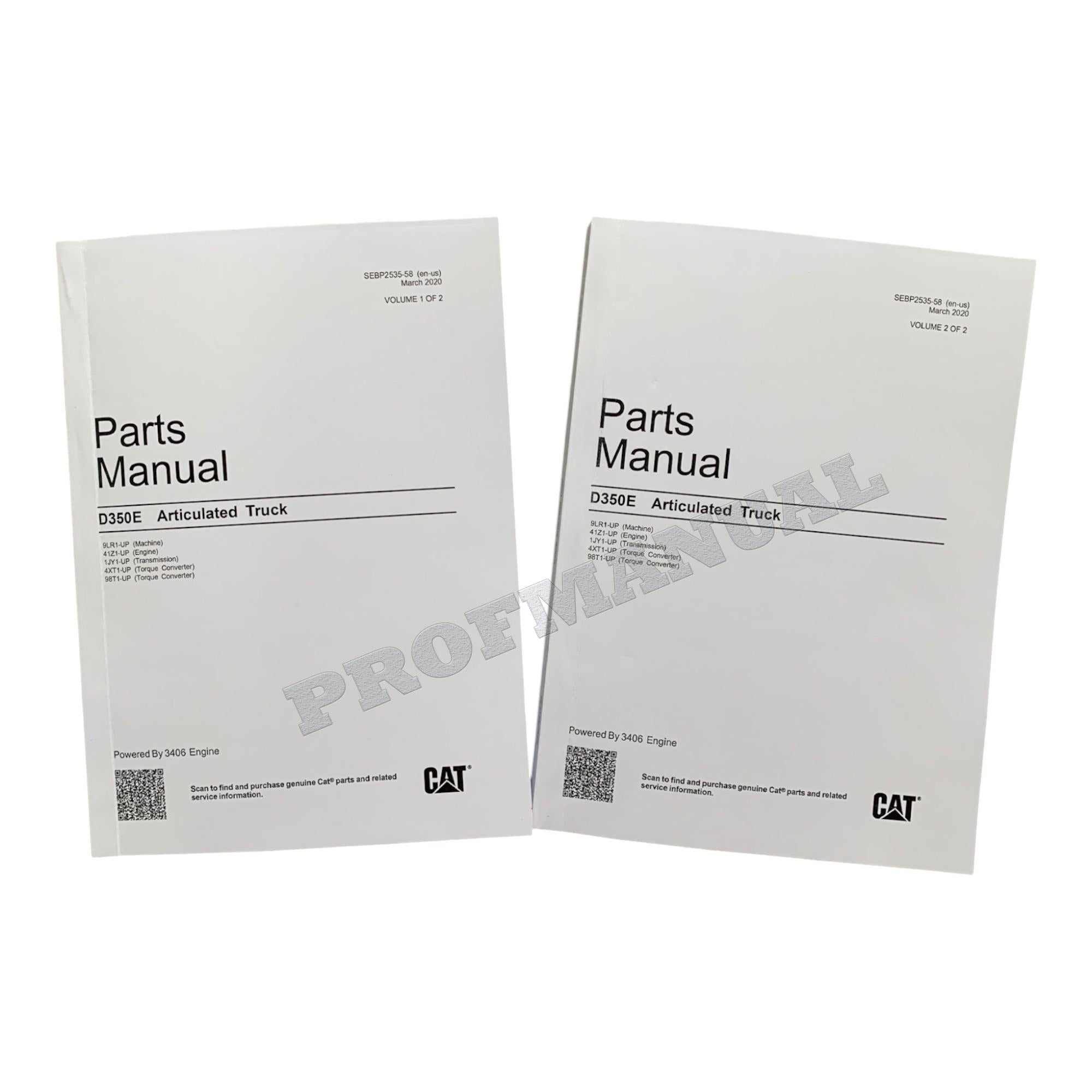 Caterpillar Cat D350E Articulated Truck Parts Catalog Manual
