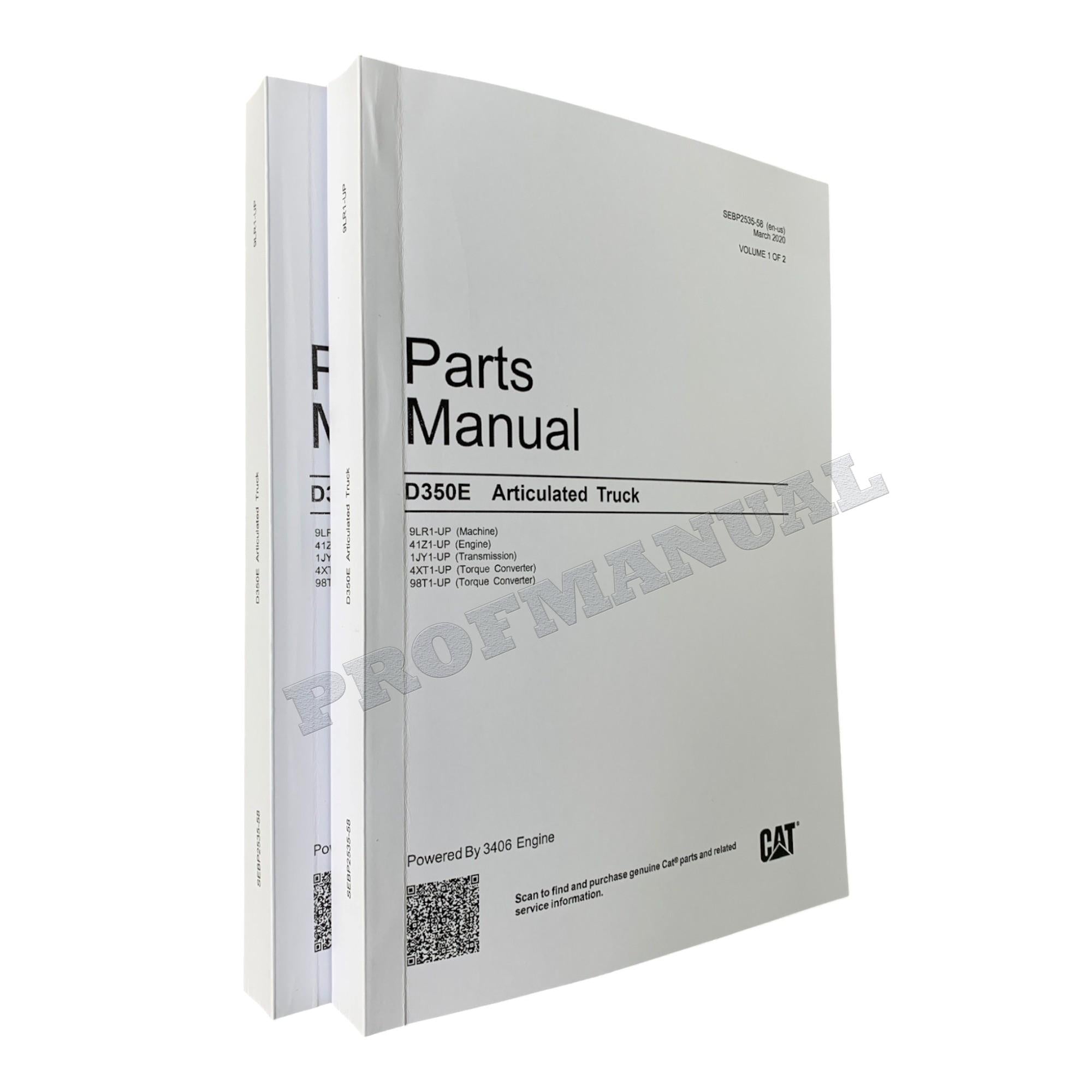 Caterpillar Cat D350E Articulated Truck Parts Catalog Manual