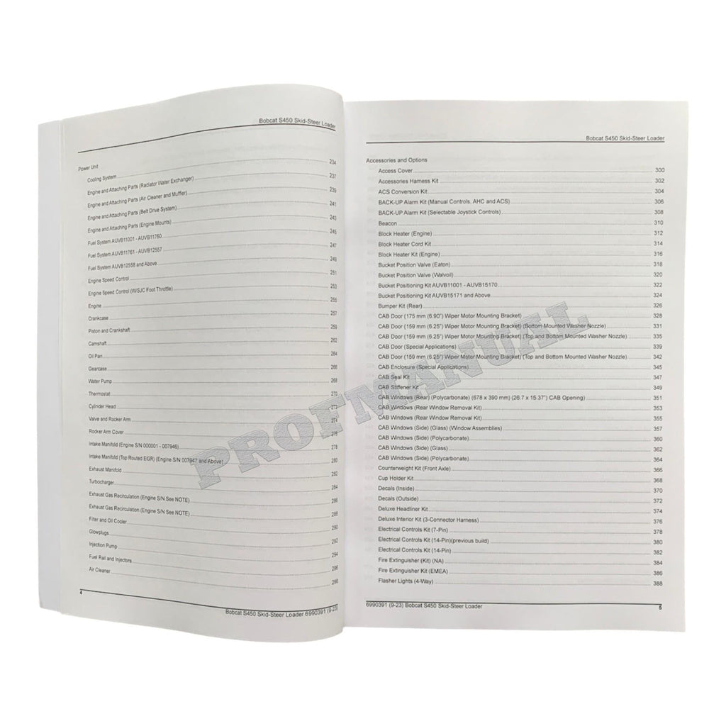 Bobcat S450 Skid Steer Loader Parts Catalog Manual AUVB11001-