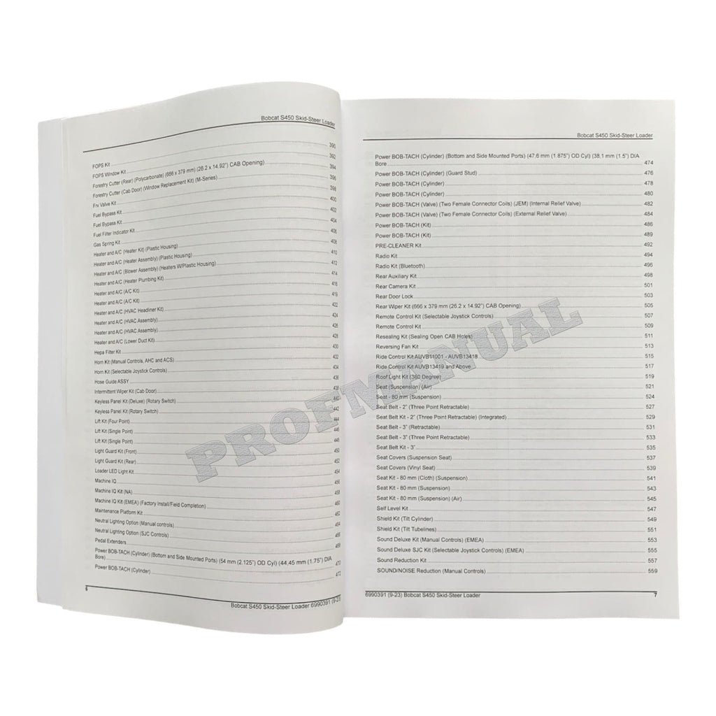 Bobcat S450 Skid Steer Loader Parts Catalog Manual AUVB11001-