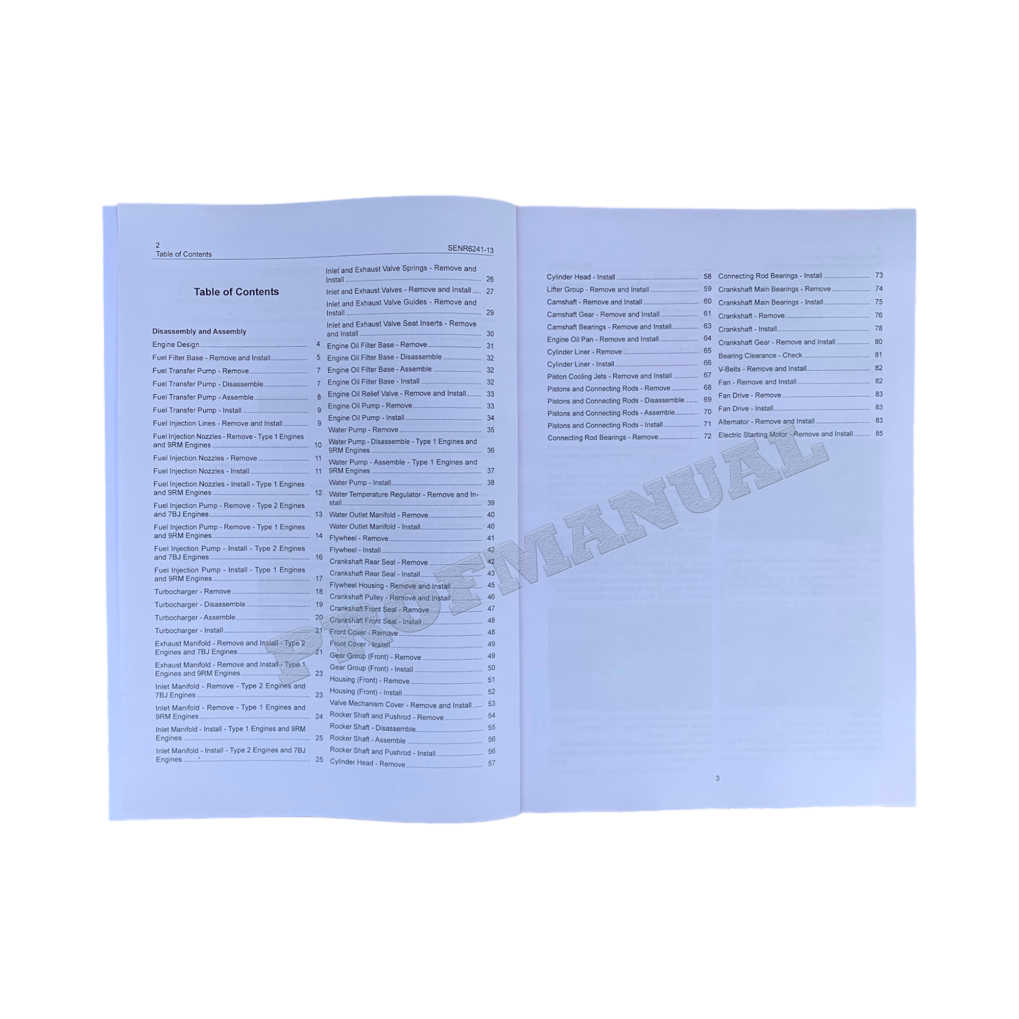 Caterpillar Cat 3054 Engine Built Machine Disassembly Assembly Manual