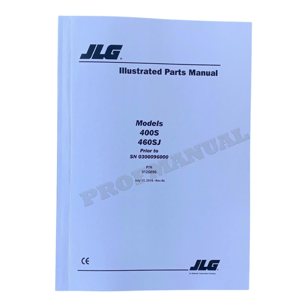 JLG 400S 460SJ Boom Lift  Parts Catalog Manual Prior to 0300096000