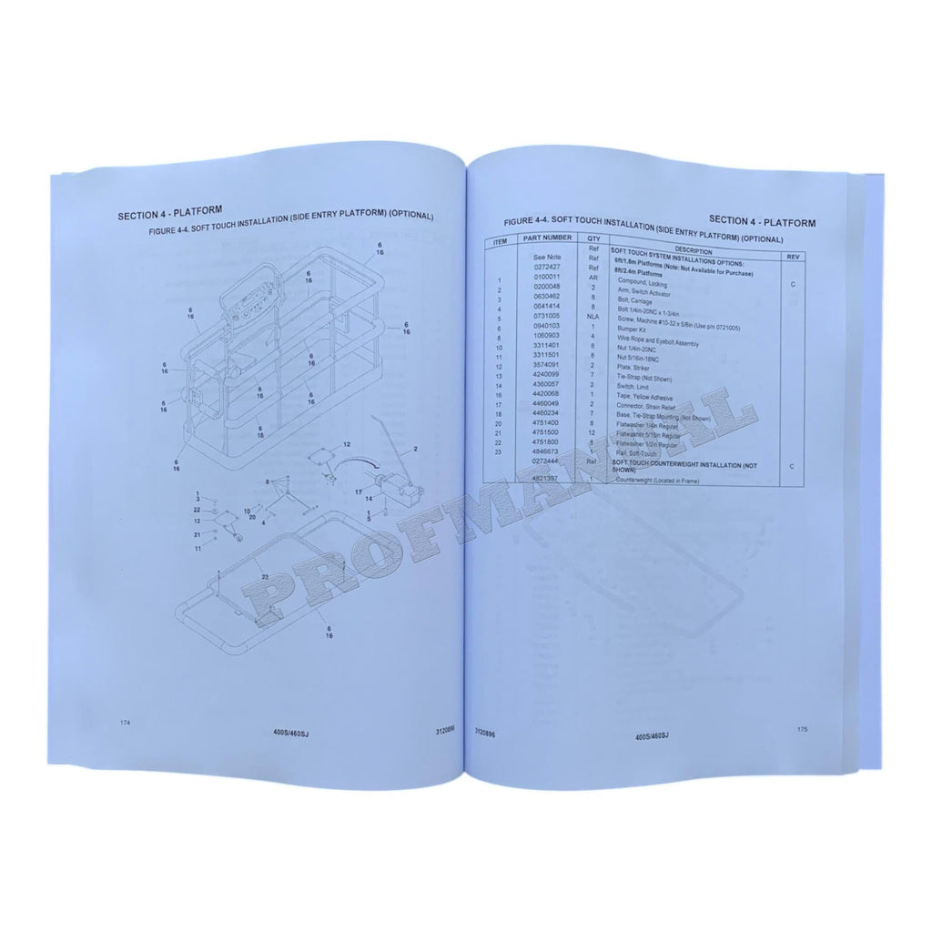 JLG 400S 460SJ Boom Lift  Parts Catalog Manual Prior to 0300096000