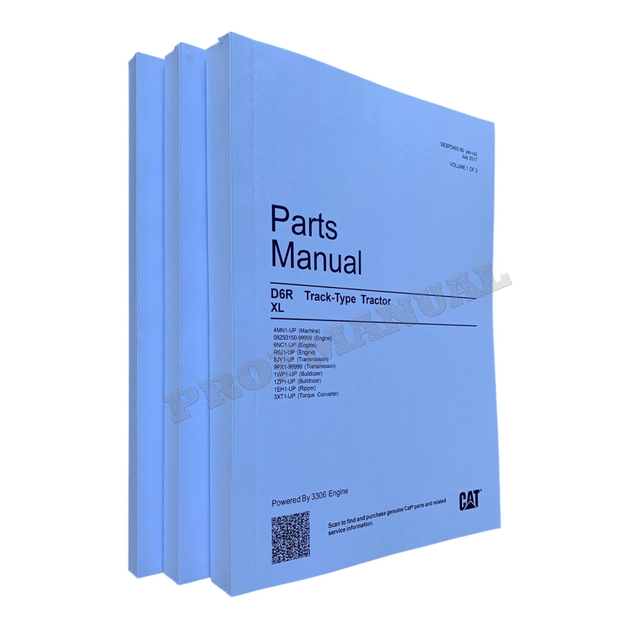 Caterpillar Cat D6R Track Type Tractor XL Parts Catalog Manual SEBP2492