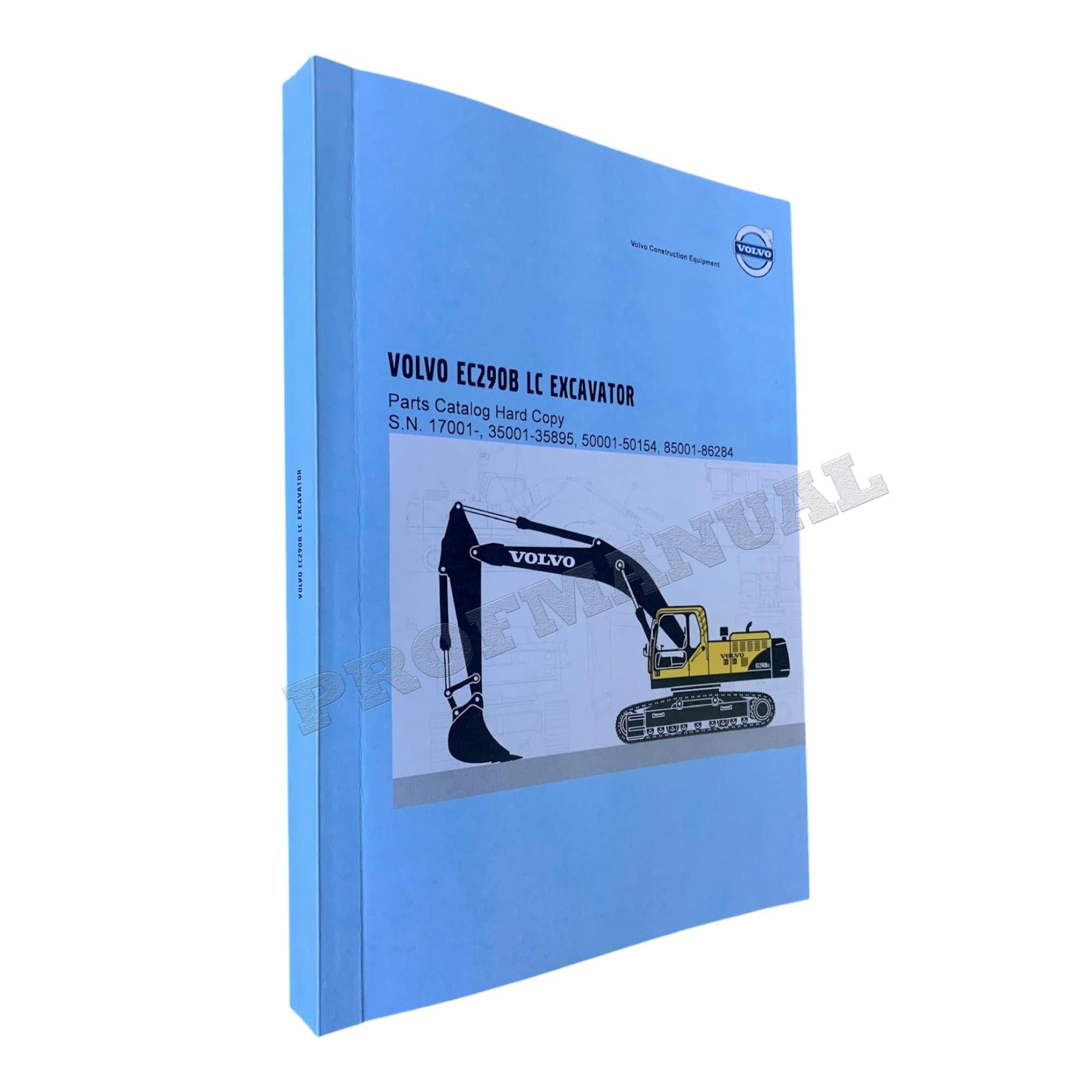 VOLVO EC290B LC EXCAVATOR Parts Catalog Hard Copy Manual *Send ser#