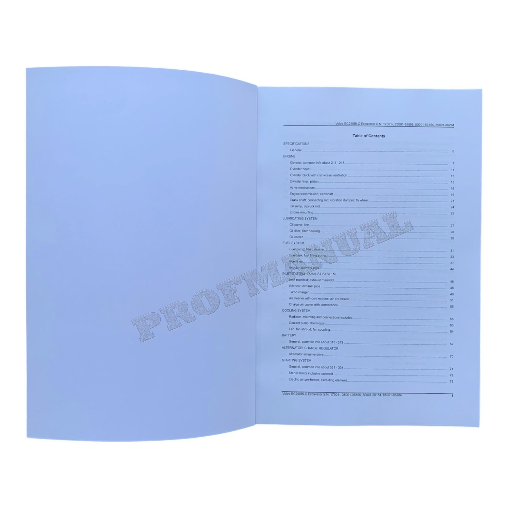 VOLVO EC290B LC EXCAVATOR Parts Catalog Hard Copy Manual *Send ser#