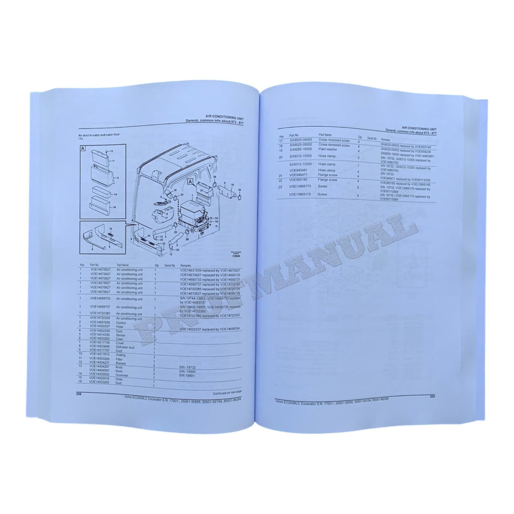 VOLVO EC290B LC EXCAVATOR Parts Catalog Hard Copy Manual *Send ser#