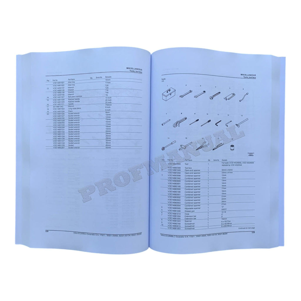 VOLVO EC290B LC EXCAVATOR Parts Catalog Hard Copy Manual *Send ser#