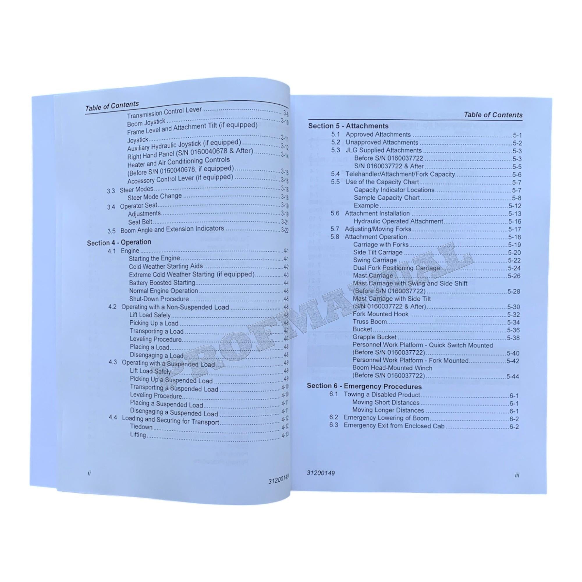 Manual del operador de mantenimiento y operación del manipulador telescópico JLG G6-42A