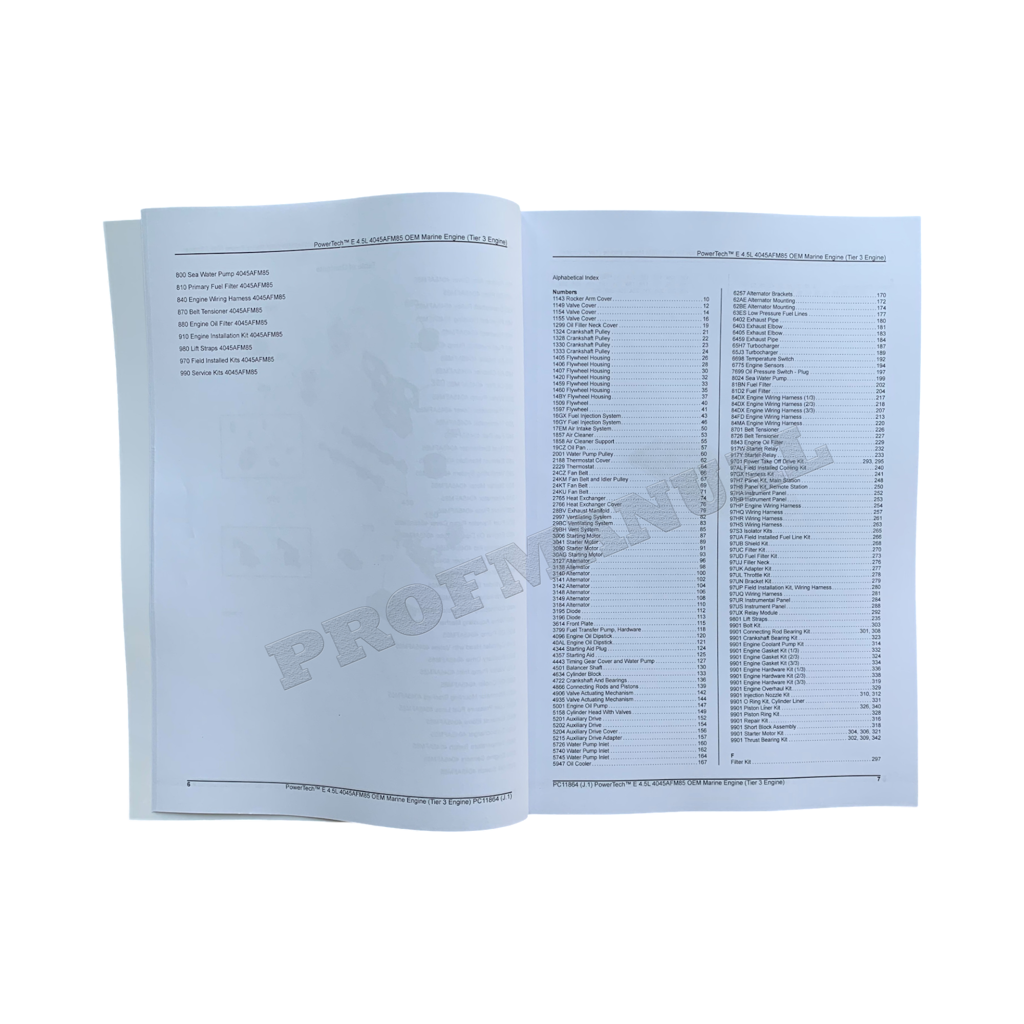 John Deere PowerTech 4.5L 4045AFM85 Marine Engine Parts Catalog Manual