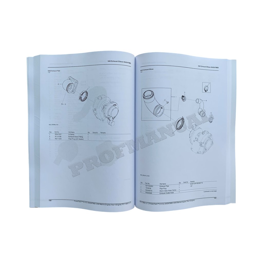 John Deere PowerTech 4.5L 4045AFM85 Marine Engine Parts Catalog Manual
