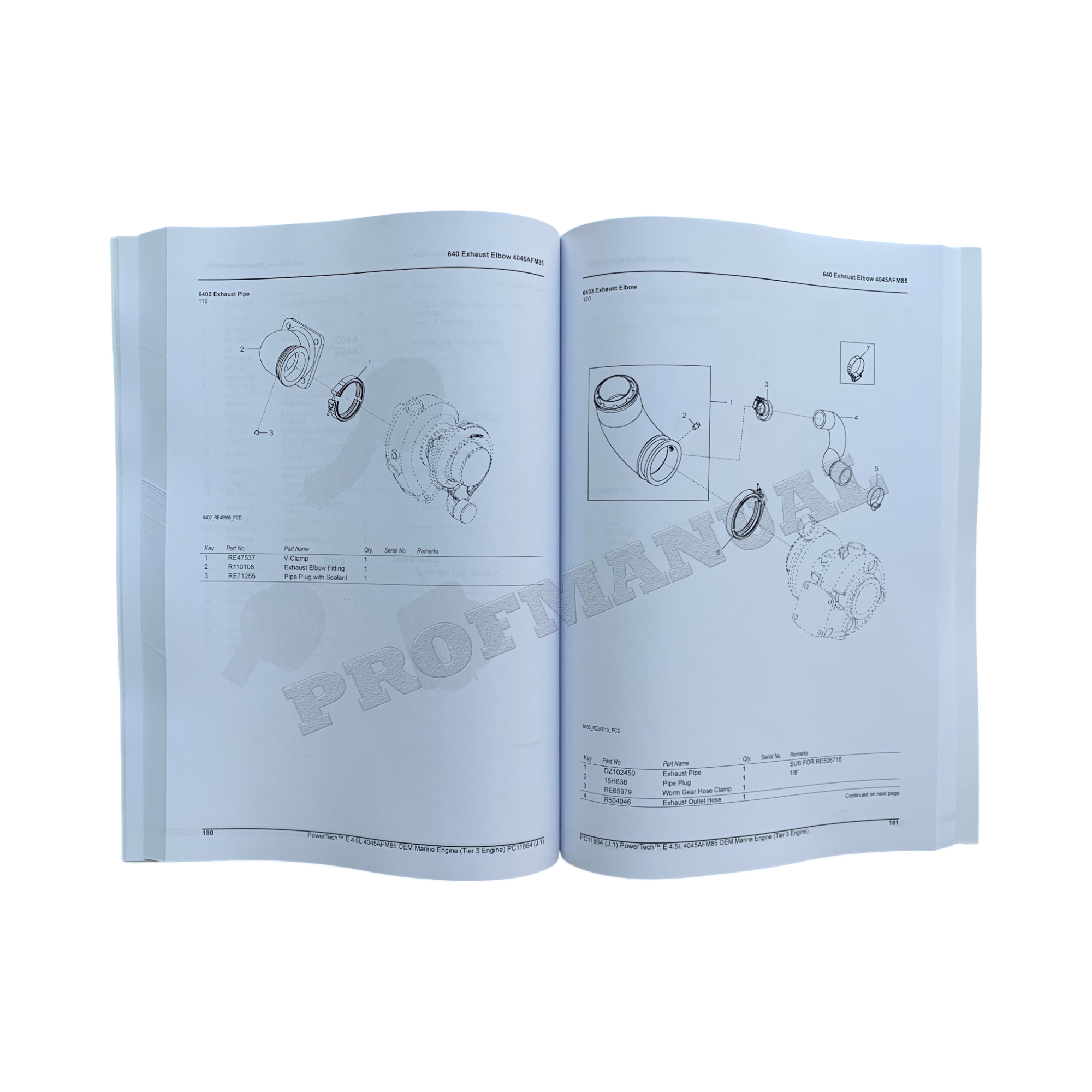 John Deere PowerTech 4.5L 4045AFM85 Marine Engine Parts Catalog Manual