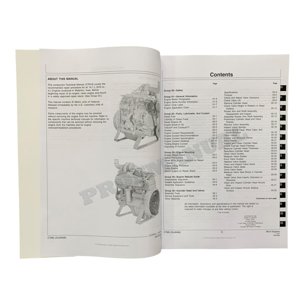 John Deere 5730 8450 8650 8440 Series 500 6619 Engine REPAIR SERVICE MANUAL CTM9