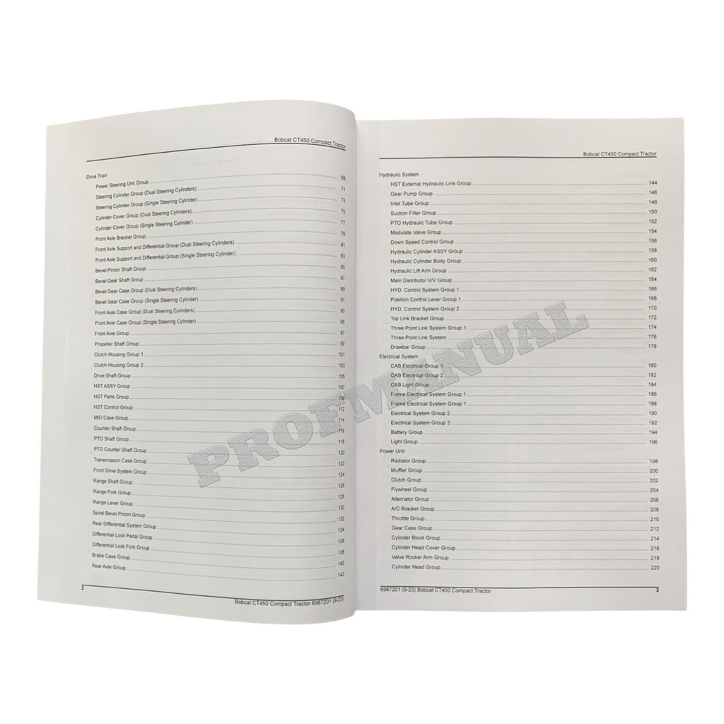 Manual del catálogo de piezas del tractor compacto Bobcat CT450 ABHM11001 - Cabina W