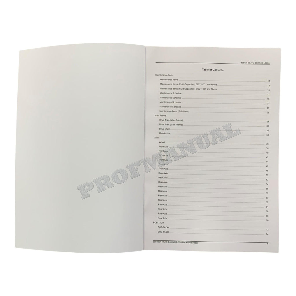 Manual del catálogo de piezas de la retroexcavadora Bobcat BL370 572711001- 573211001-