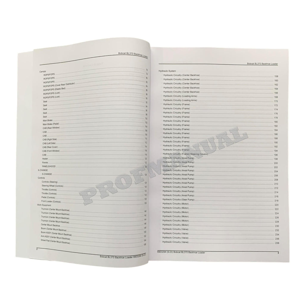 Manual del catálogo de piezas de la retroexcavadora Bobcat BL370 572711001- 573211001-