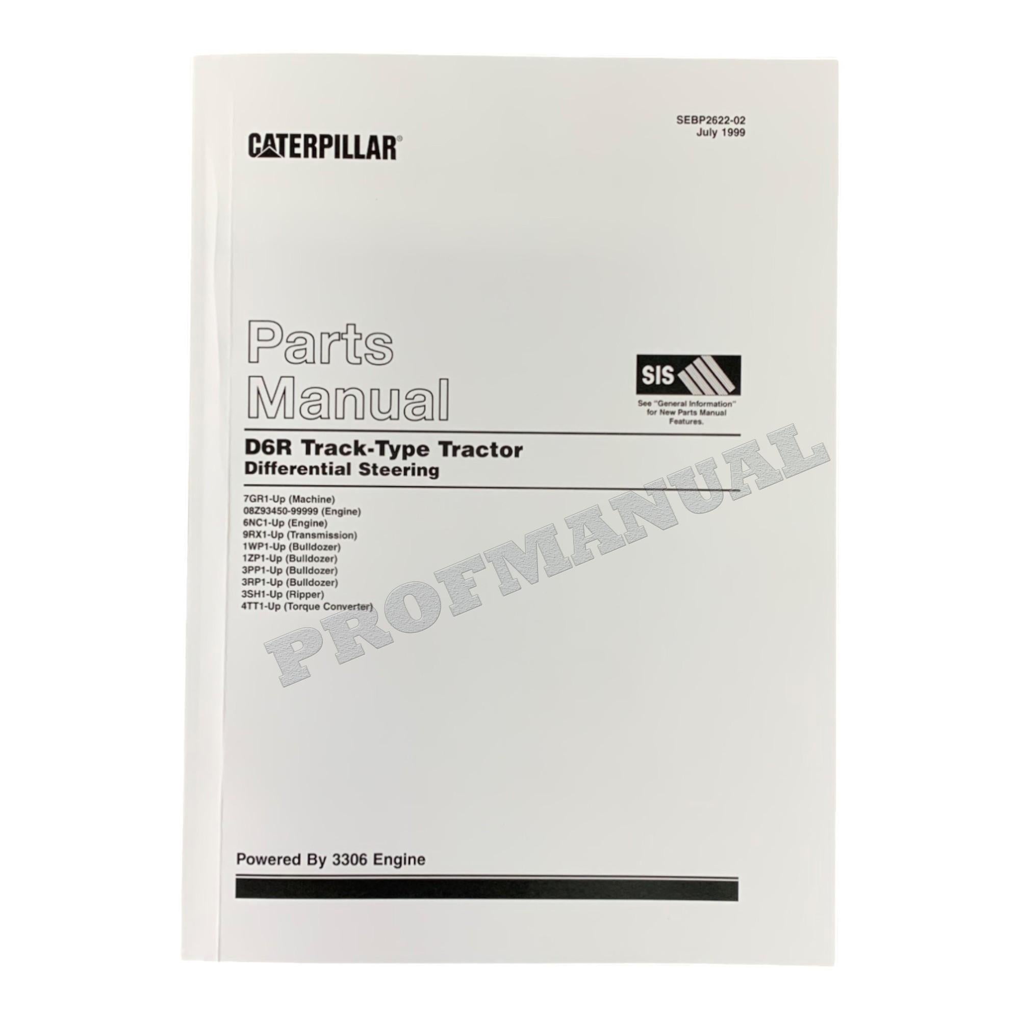 Caterpillar Cat D6R Track Type Tractor Parts Catalog Manual SEBP2622