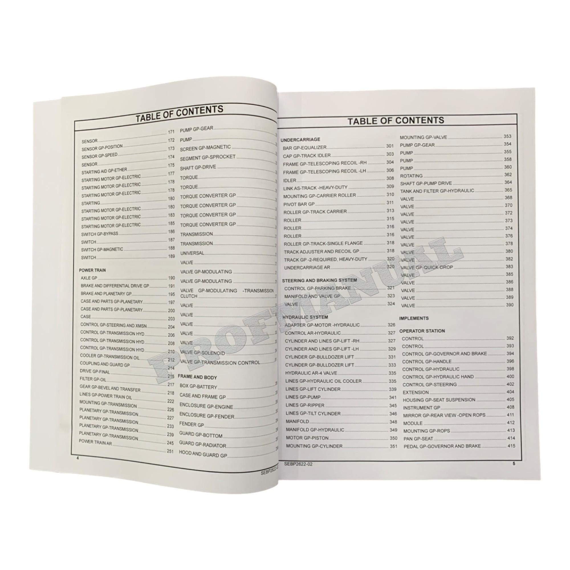 Caterpillar Cat D6R Track Type Tractor Parts Catalog Manual SEBP2622