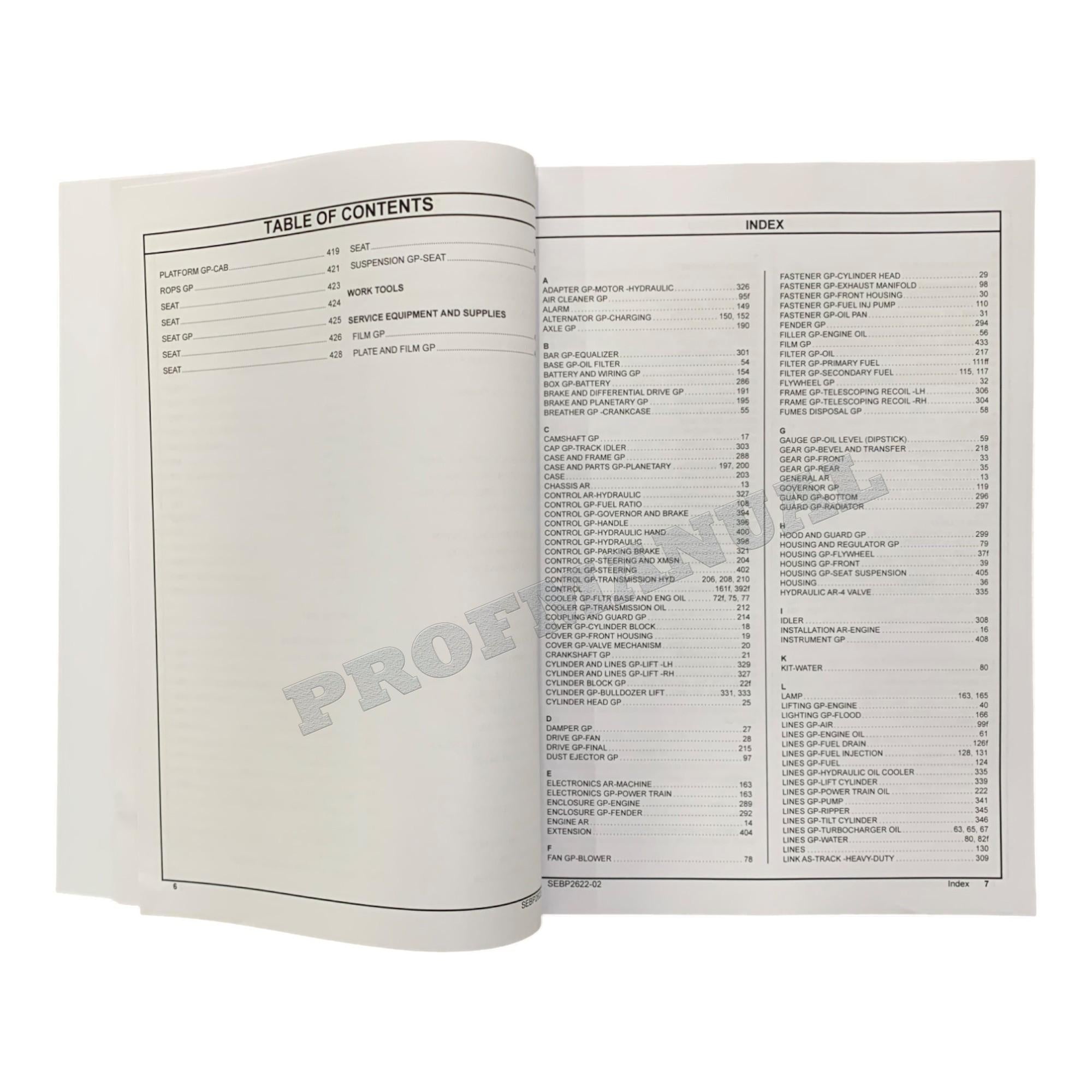 Caterpillar Cat D6R Track Type Tractor Parts Catalog Manual SEBP2622