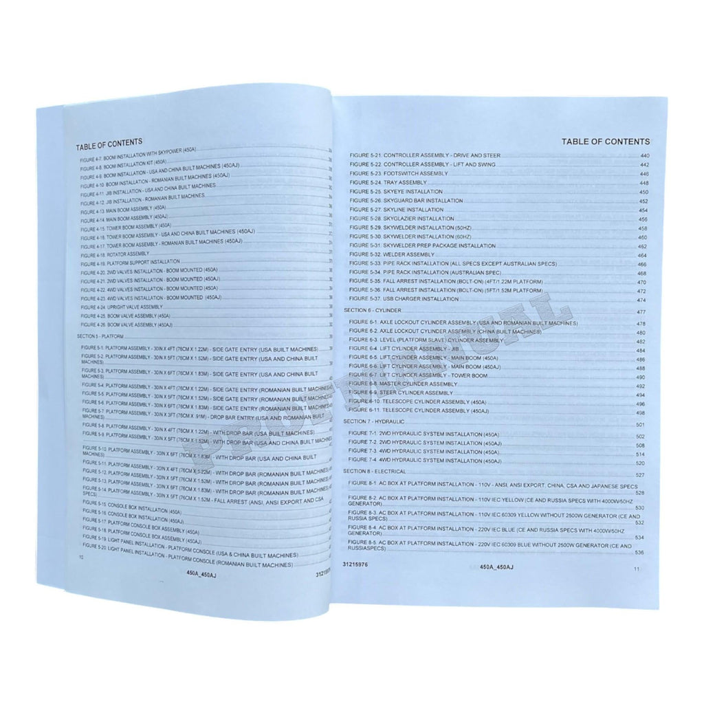JLG 450A 450AJ Boom Lift Parts Catalog Manual 31215976