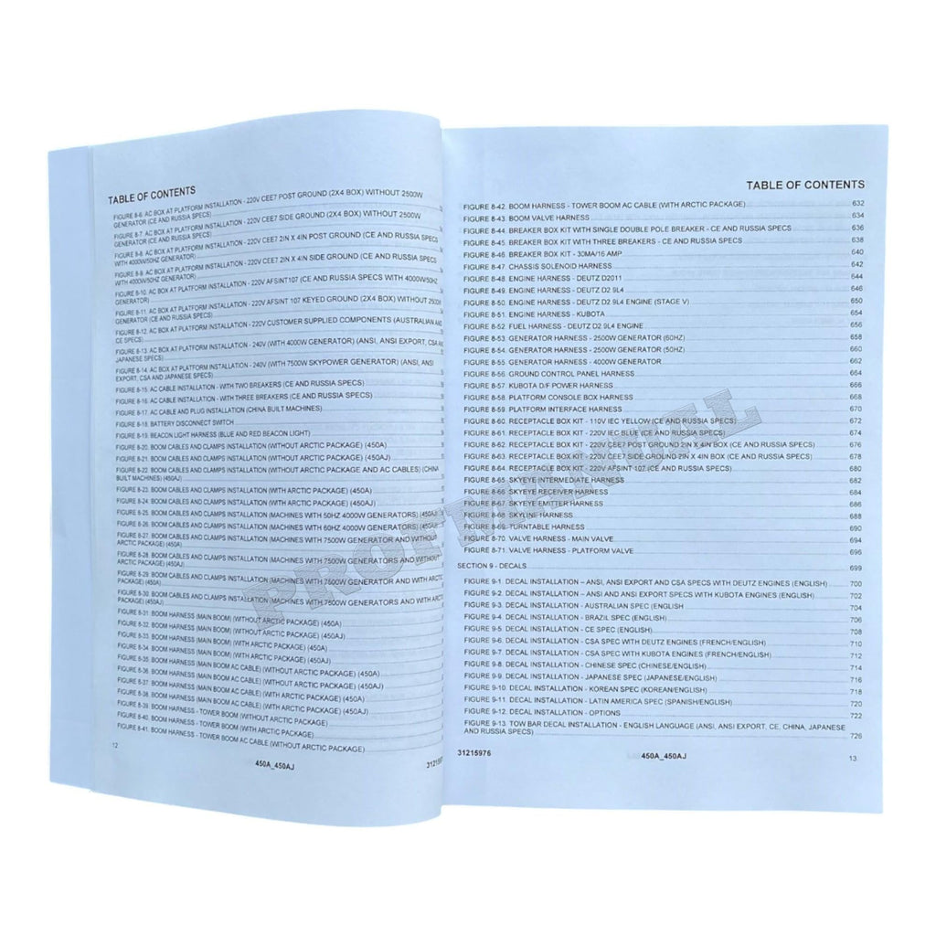 JLG 450A 450AJ Boom Lift Parts Catalog Manual 31215976