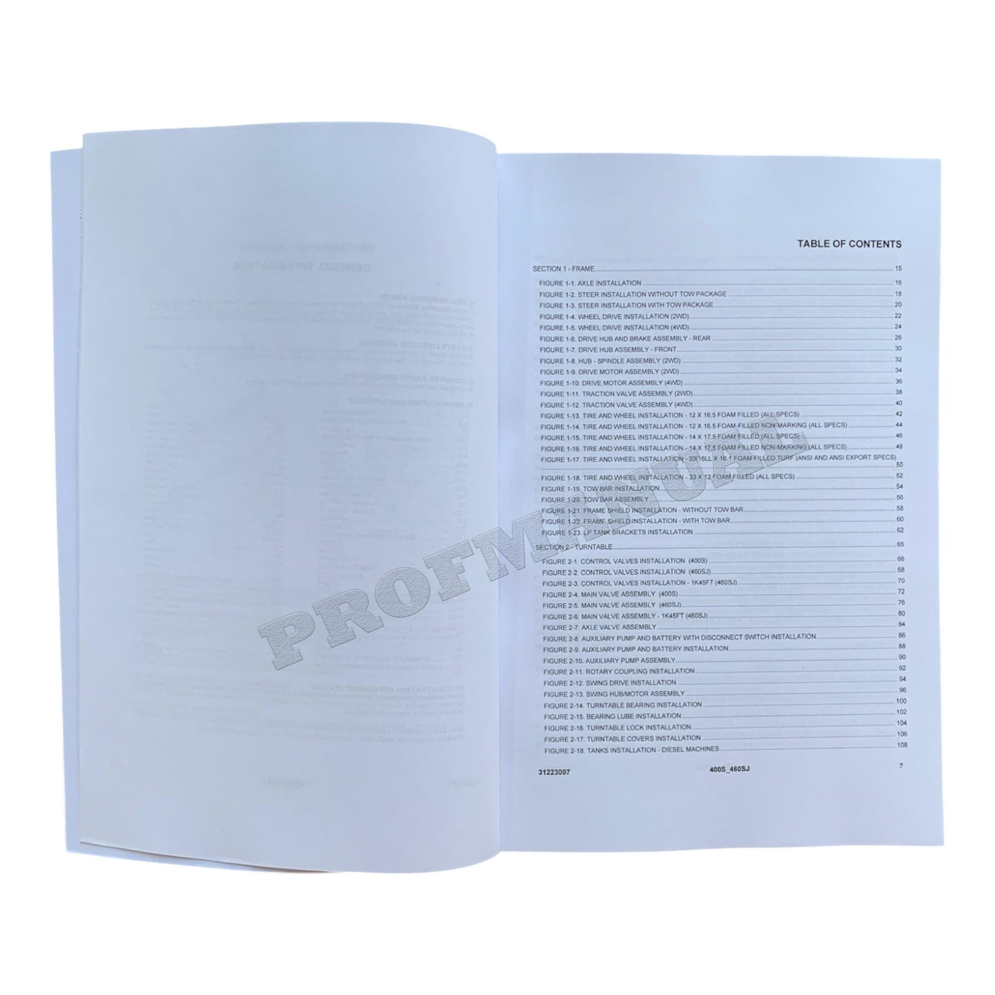JLG 400S 460SJ Boom Lift Parts Catalog Hard Copy Manual
